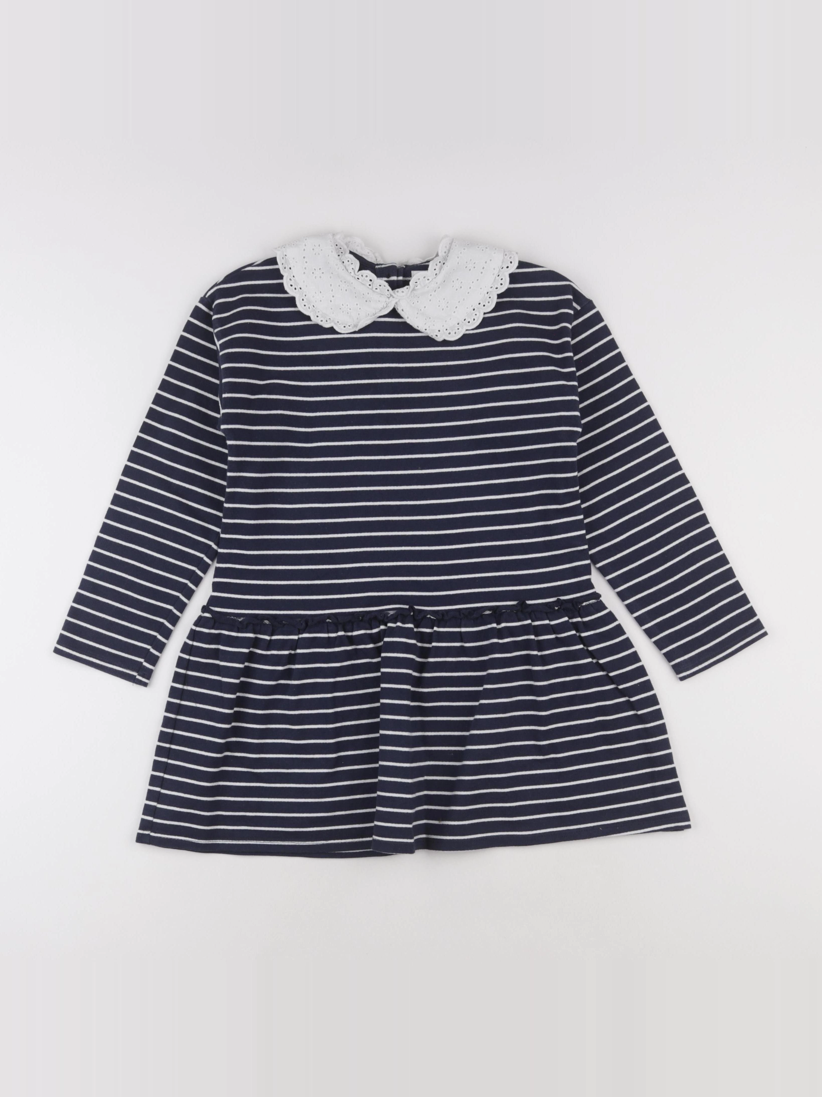 Vertbaudet - robe bleu, blanc - 8 ans
