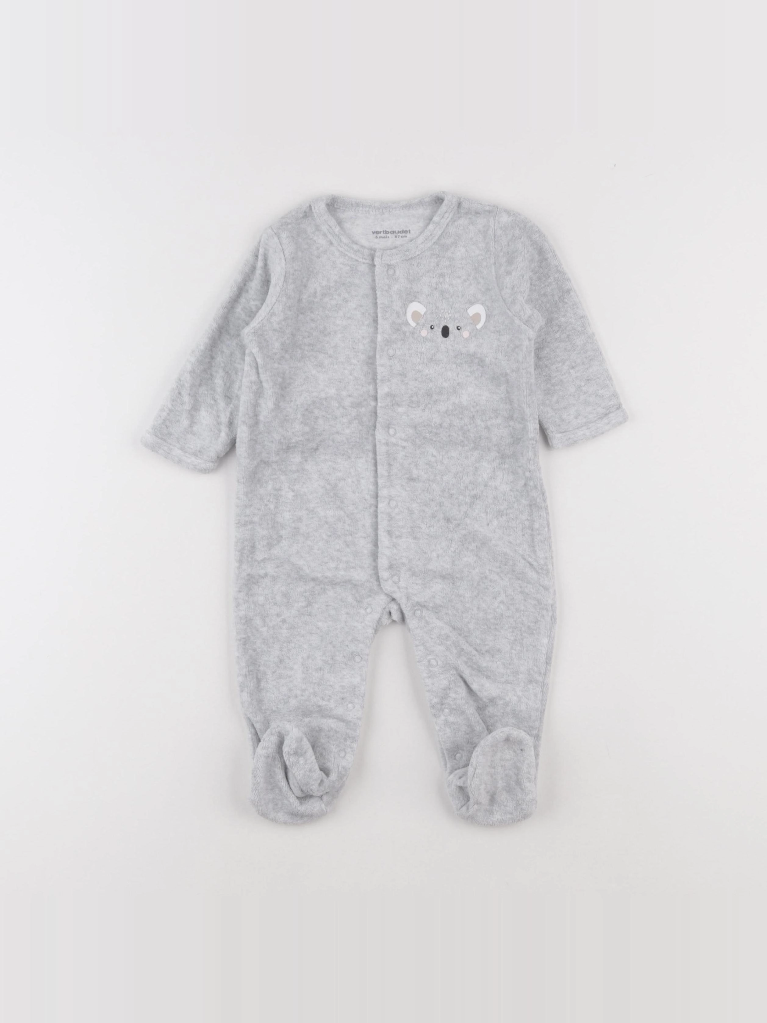 Vertbaudet - pyjama velours gris - 6 mois