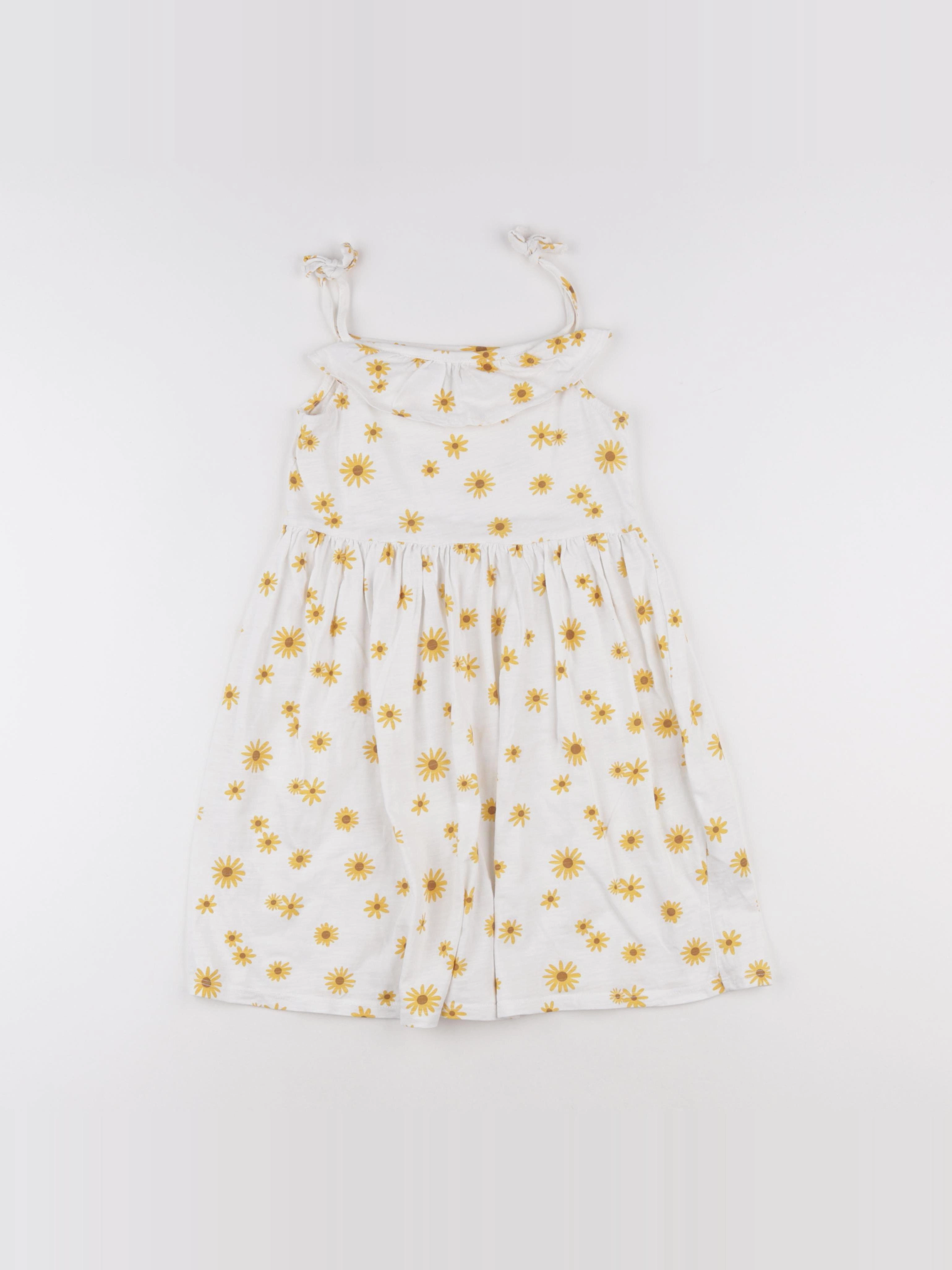 Vertbaudet - robe jaune, blanc - 8 ans
