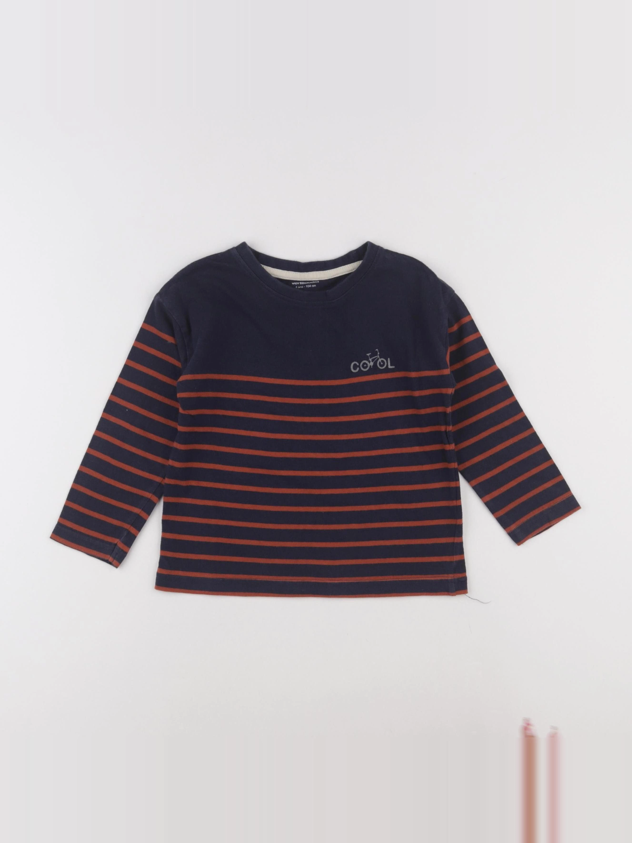 Vertbaudet - tee-shirt bleu, marron - 4 ans