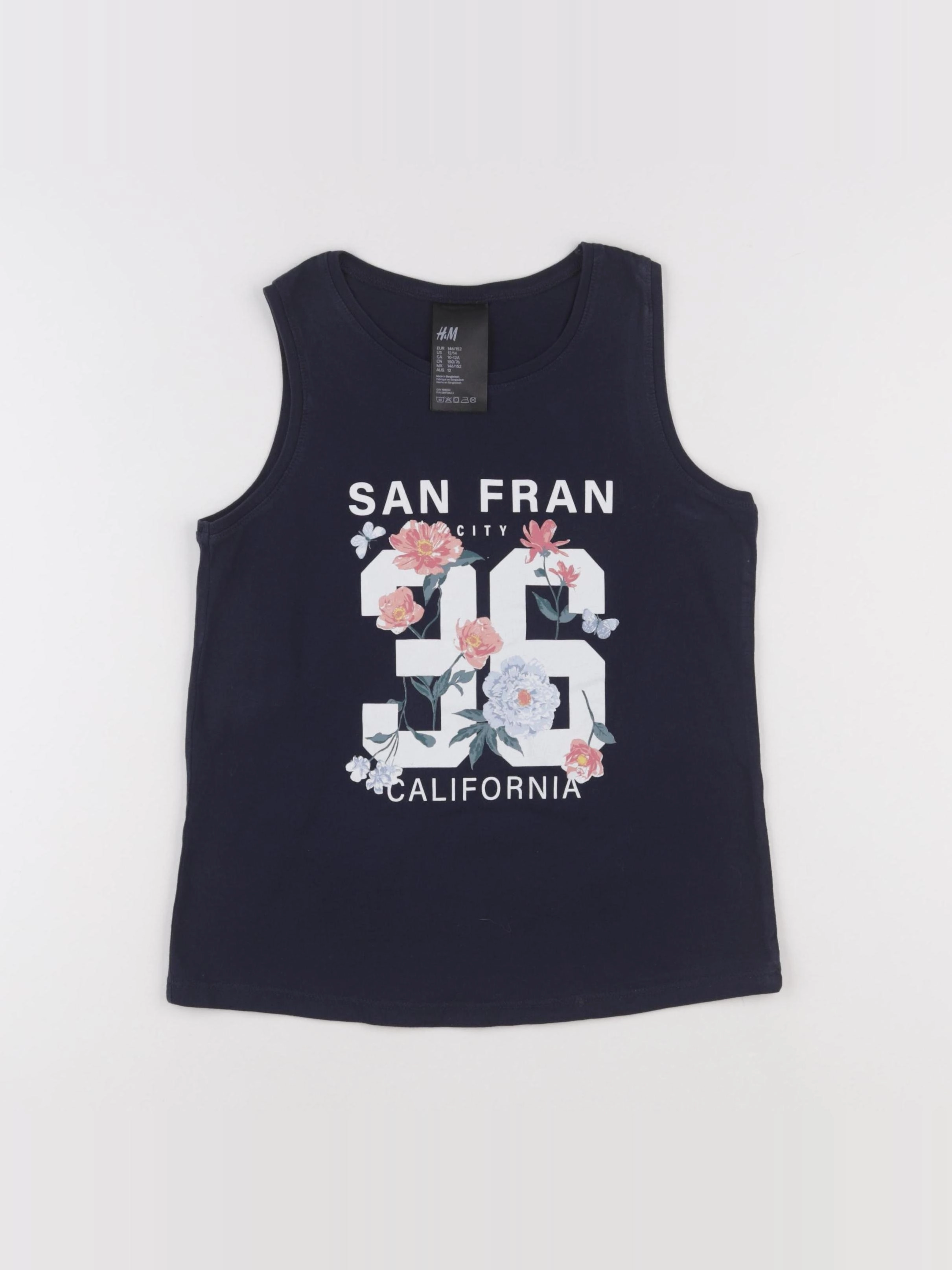 H&M - débardeur bleu - 12/14 ans