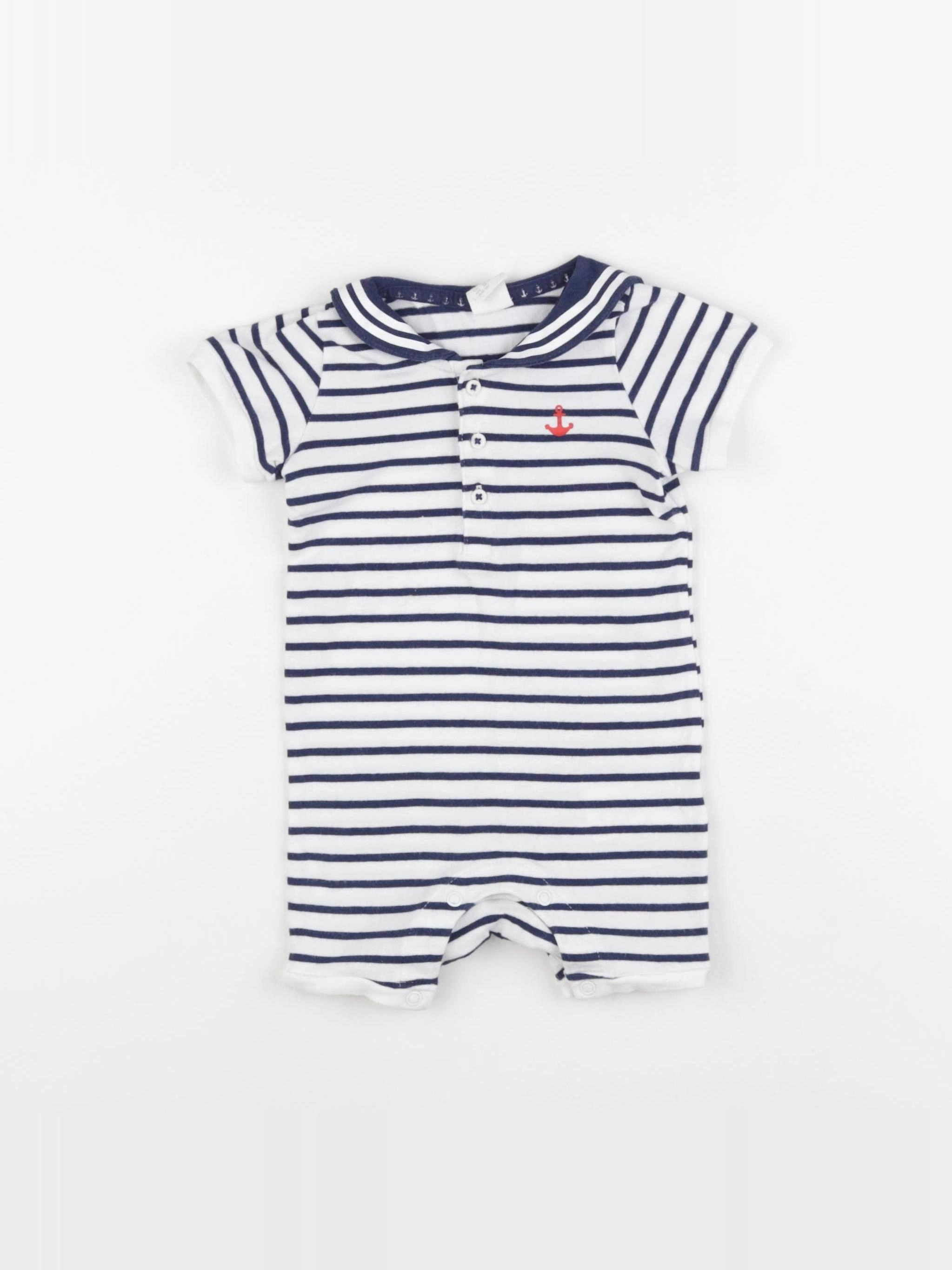 H&M - combinaison bleu, blanc - 3/6 mois