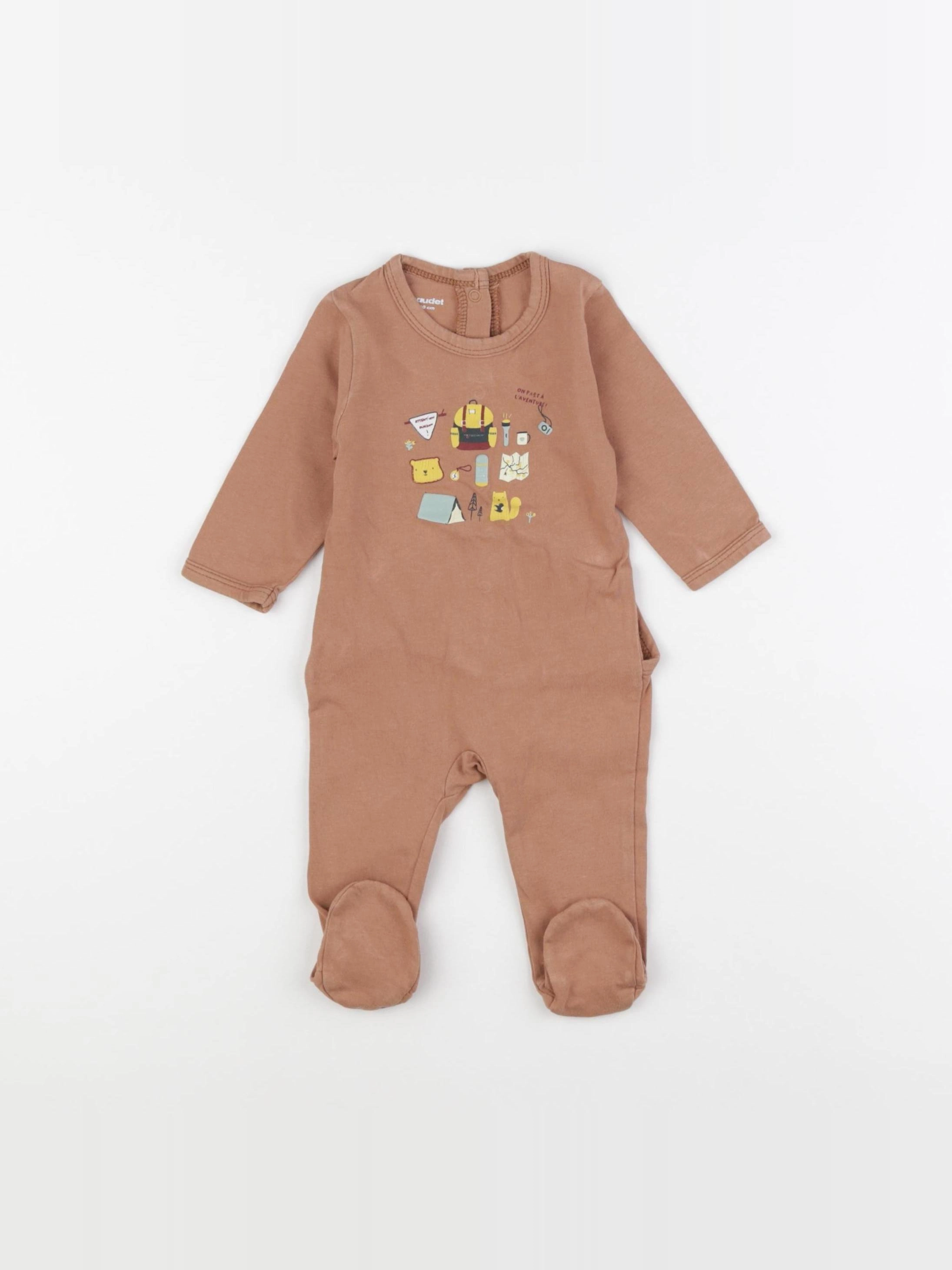 Vertbaudet - pyjama coton marron - 3 mois