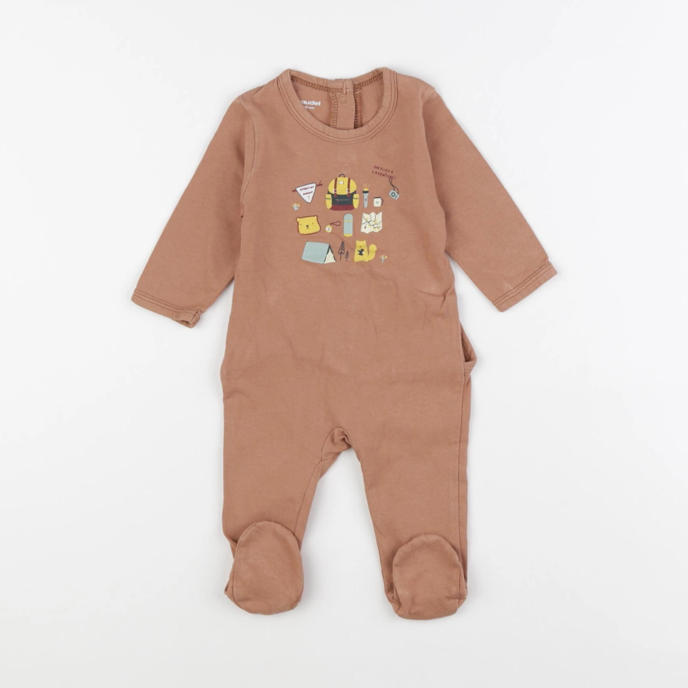 Vertbaudet - pyjama coton marron - 3 mois