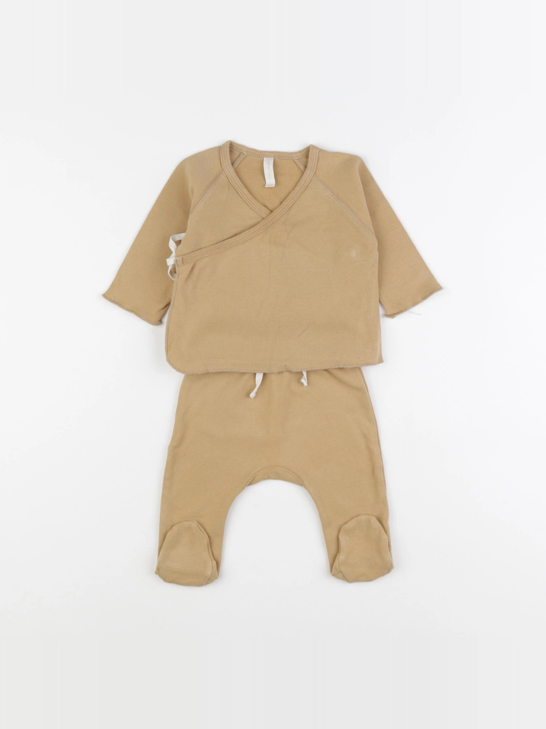 Quincy Mae - ensemble beige, marron - 3/6 mois