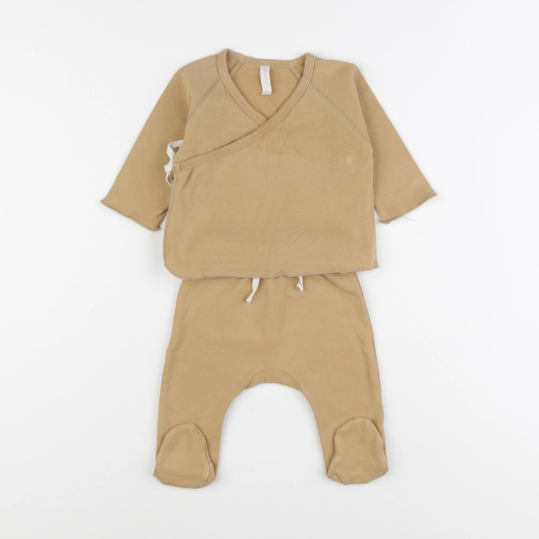 Quincy Mae - ensemble beige, marron - 3/6 mois