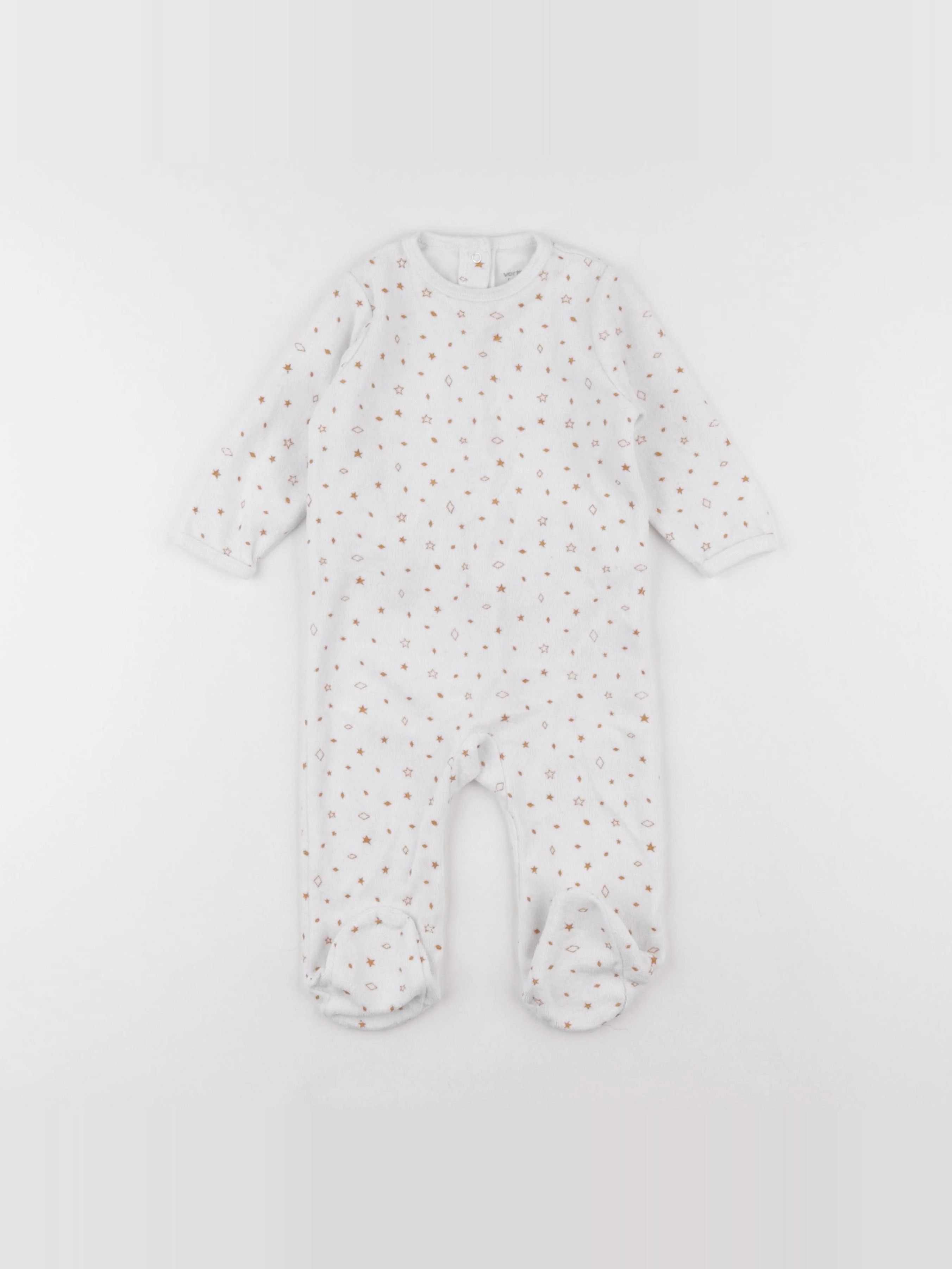 Vertbaudet - pyjama velours blanc - 9 mois