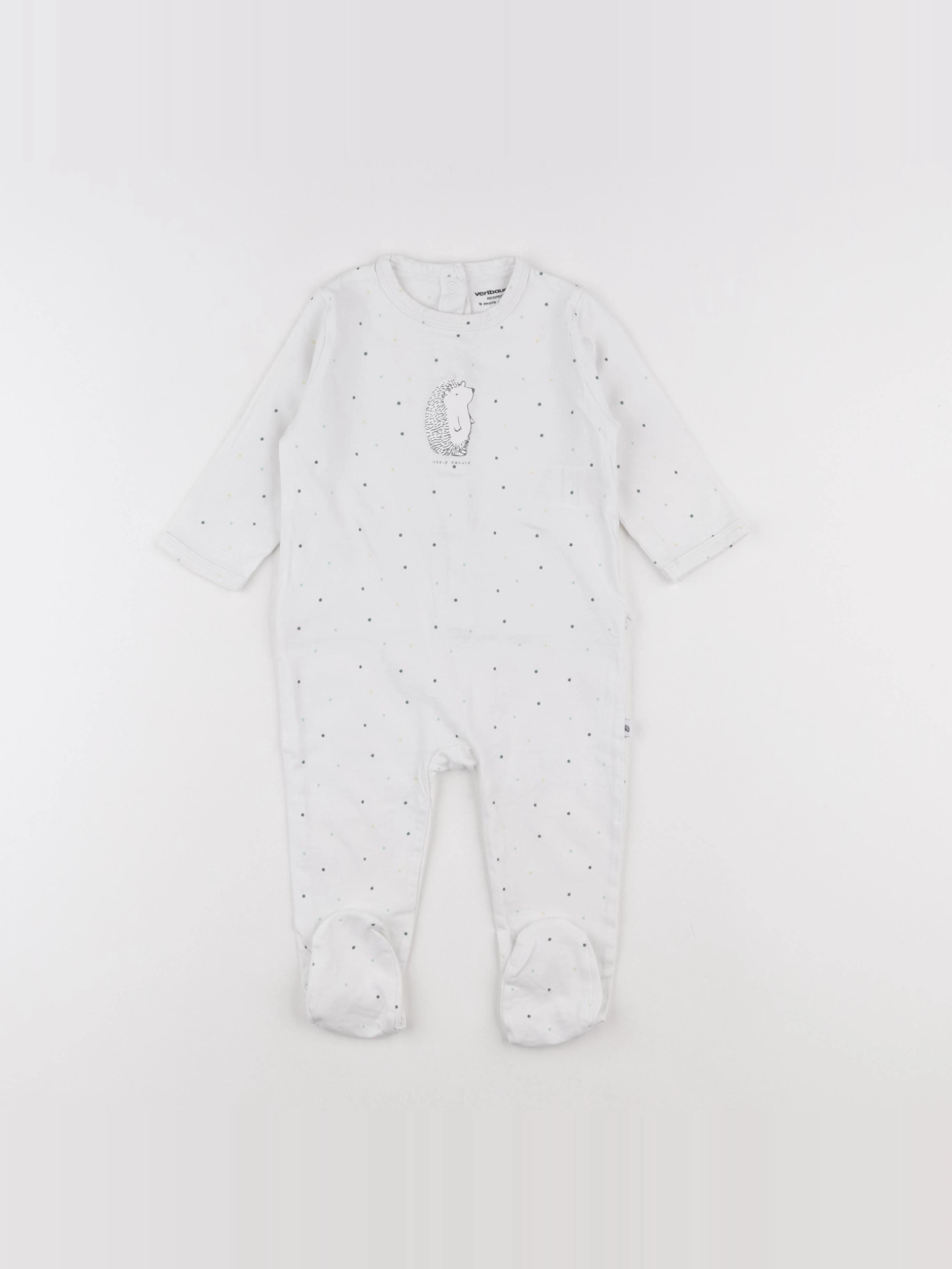 Vertbaudet - pyjama coton blanc - 9 mois