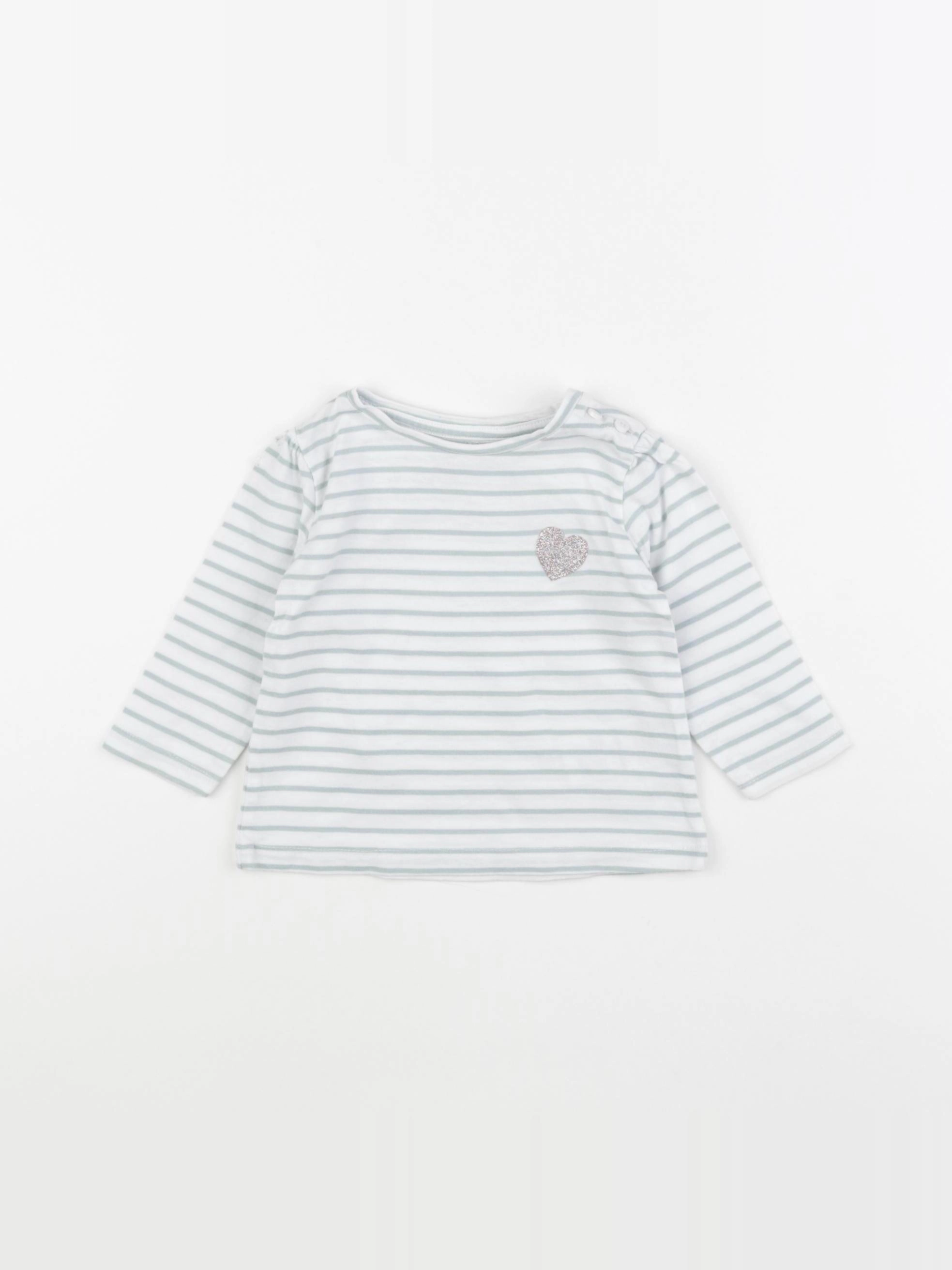 Vertbaudet - tee-shirt blanc, vert - 6 mois