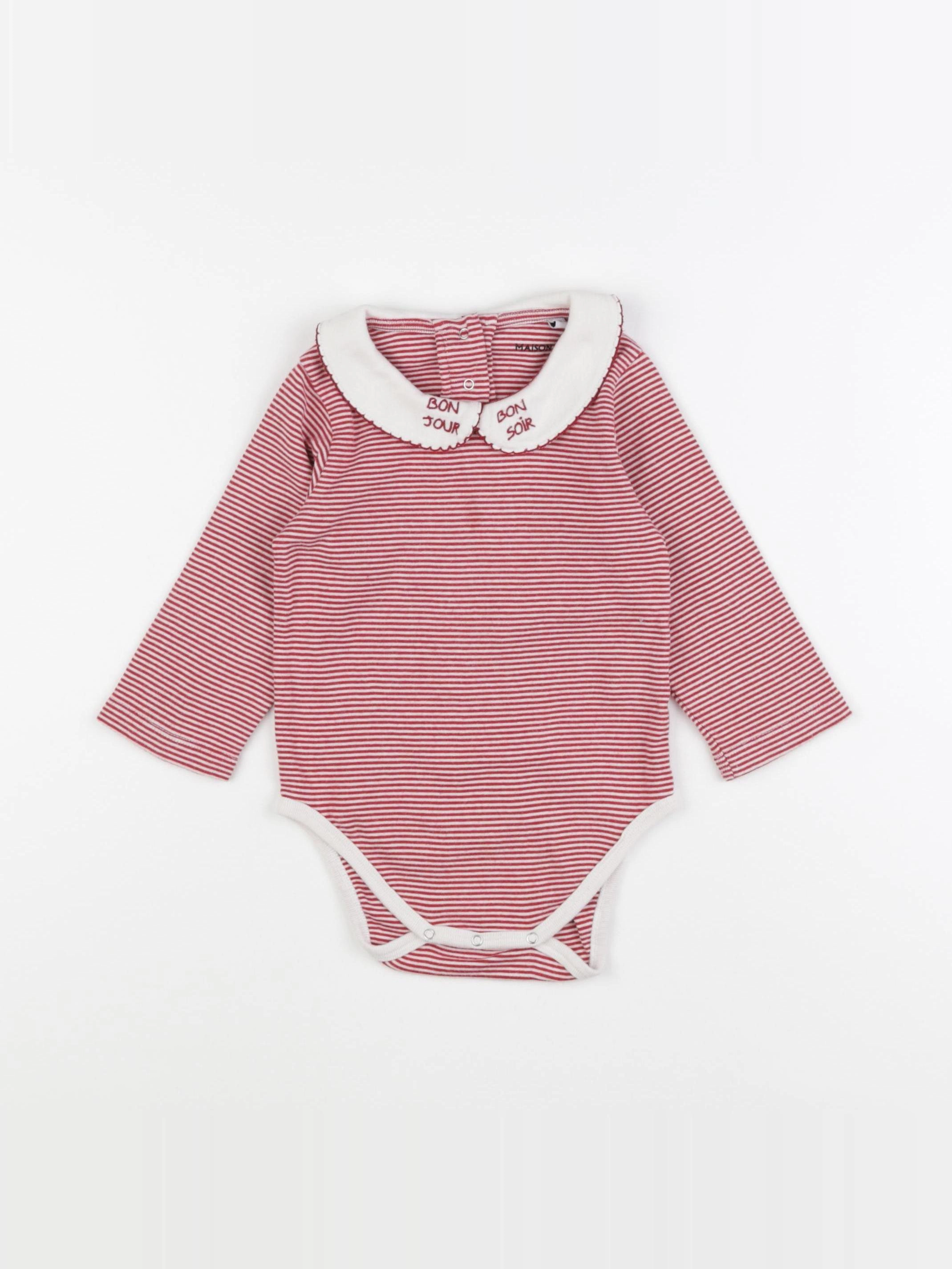 Maison Labiche - body à col rouge - 12/18 mois