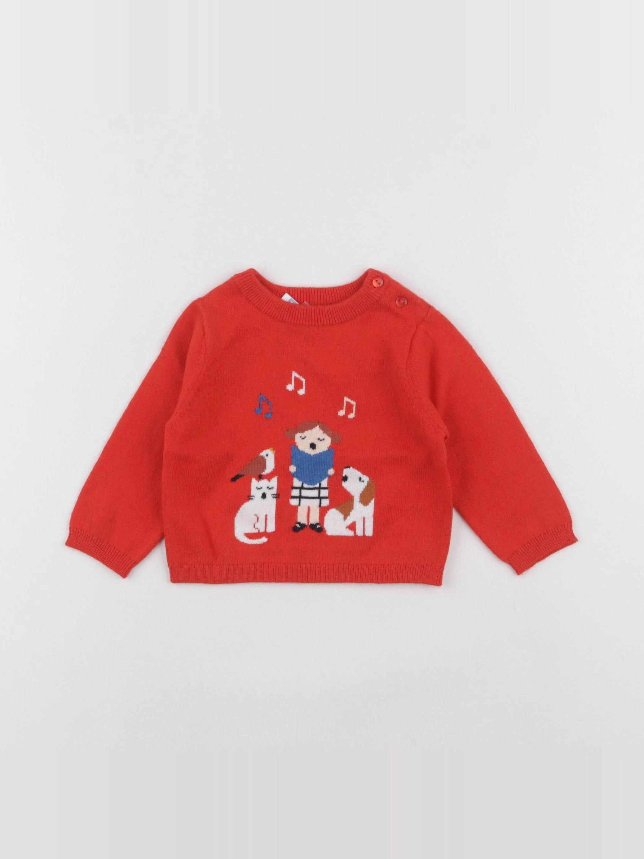 Jacadi - pull rouge - 6 mois