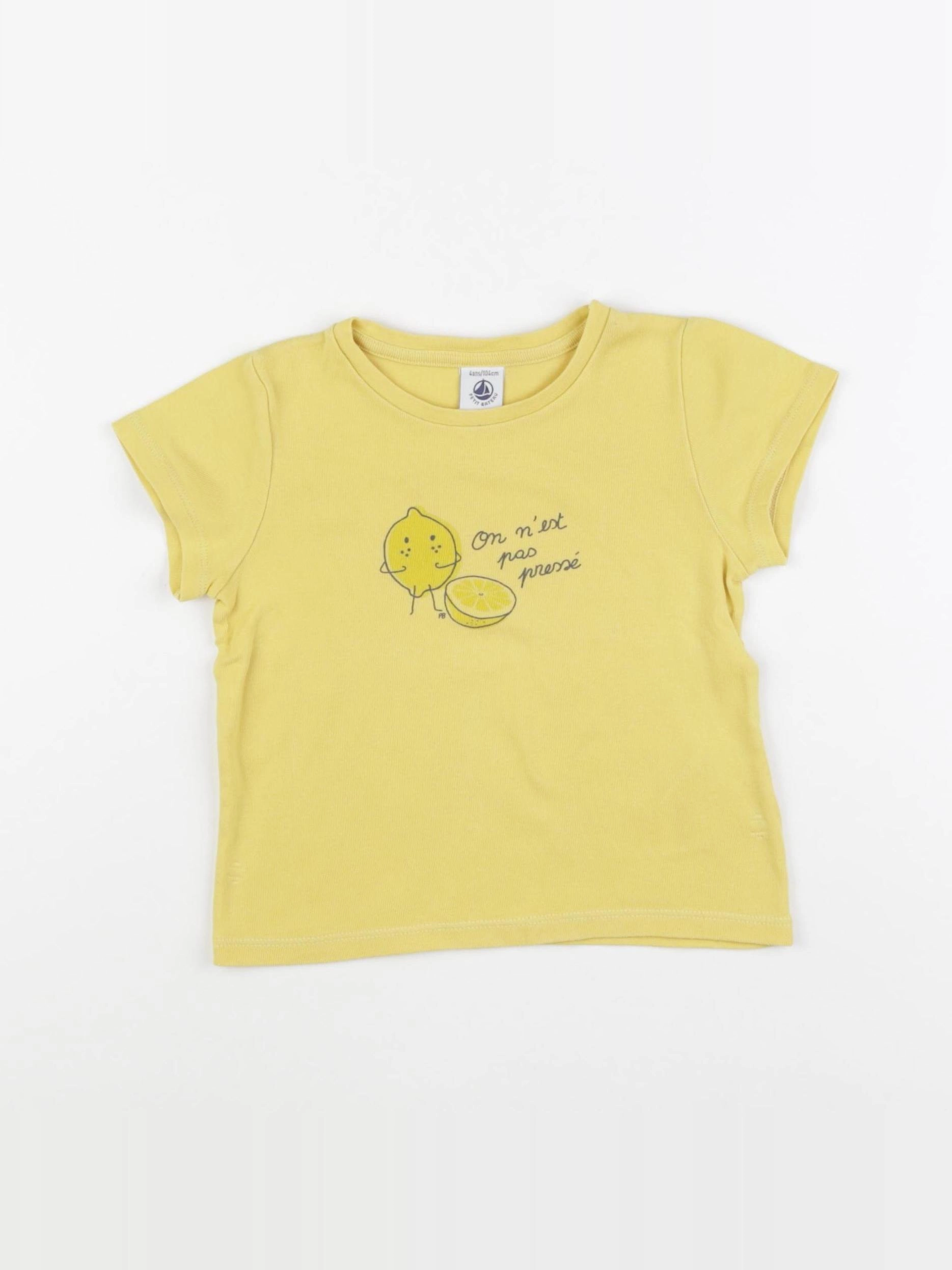 Petit Bateau - tee-shirt jaune - 4 ans