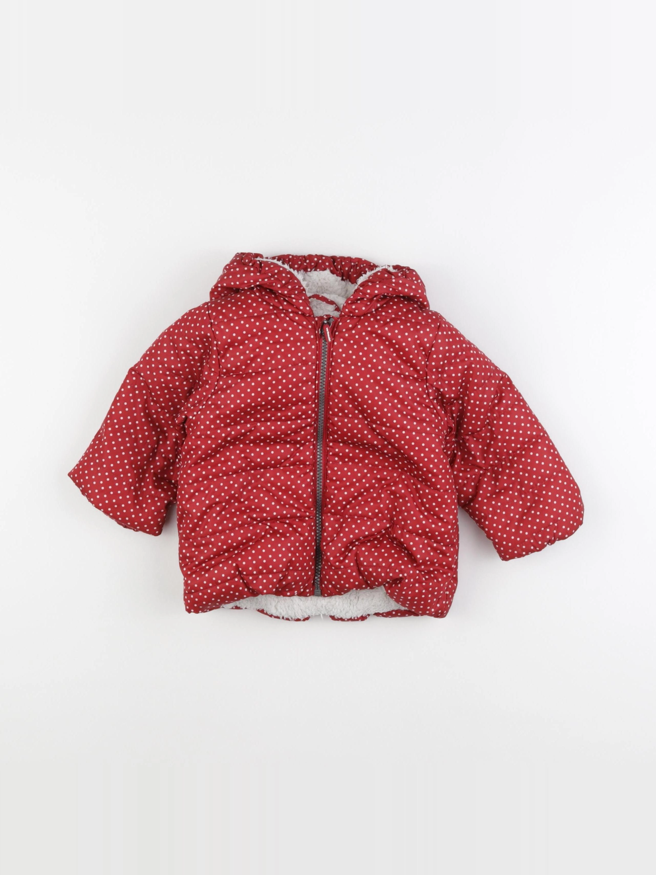 Vertbaudet - doudoune rouge, blanc - 12 mois