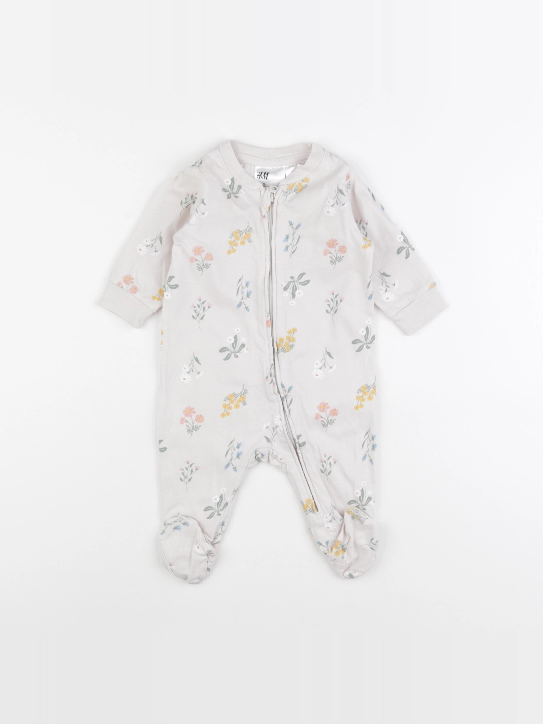 H&M - pyjama coton beige - 1/3 mois