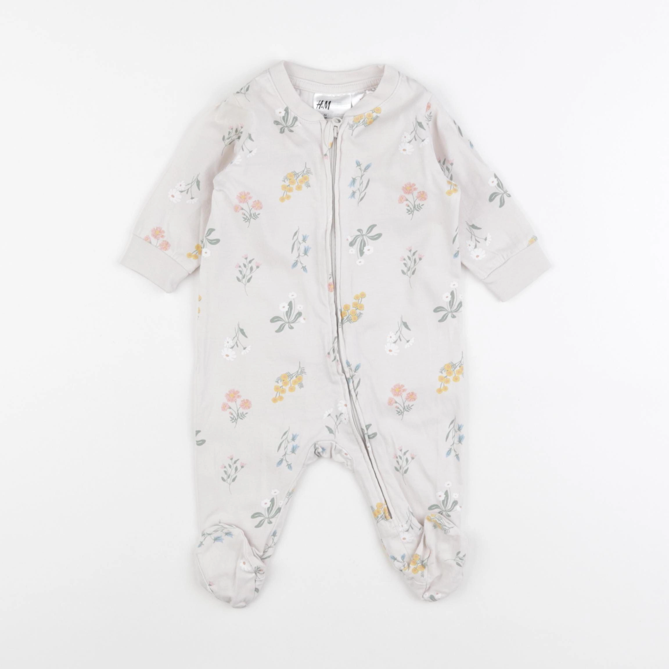 H&M - pyjama coton beige - 1/3 mois