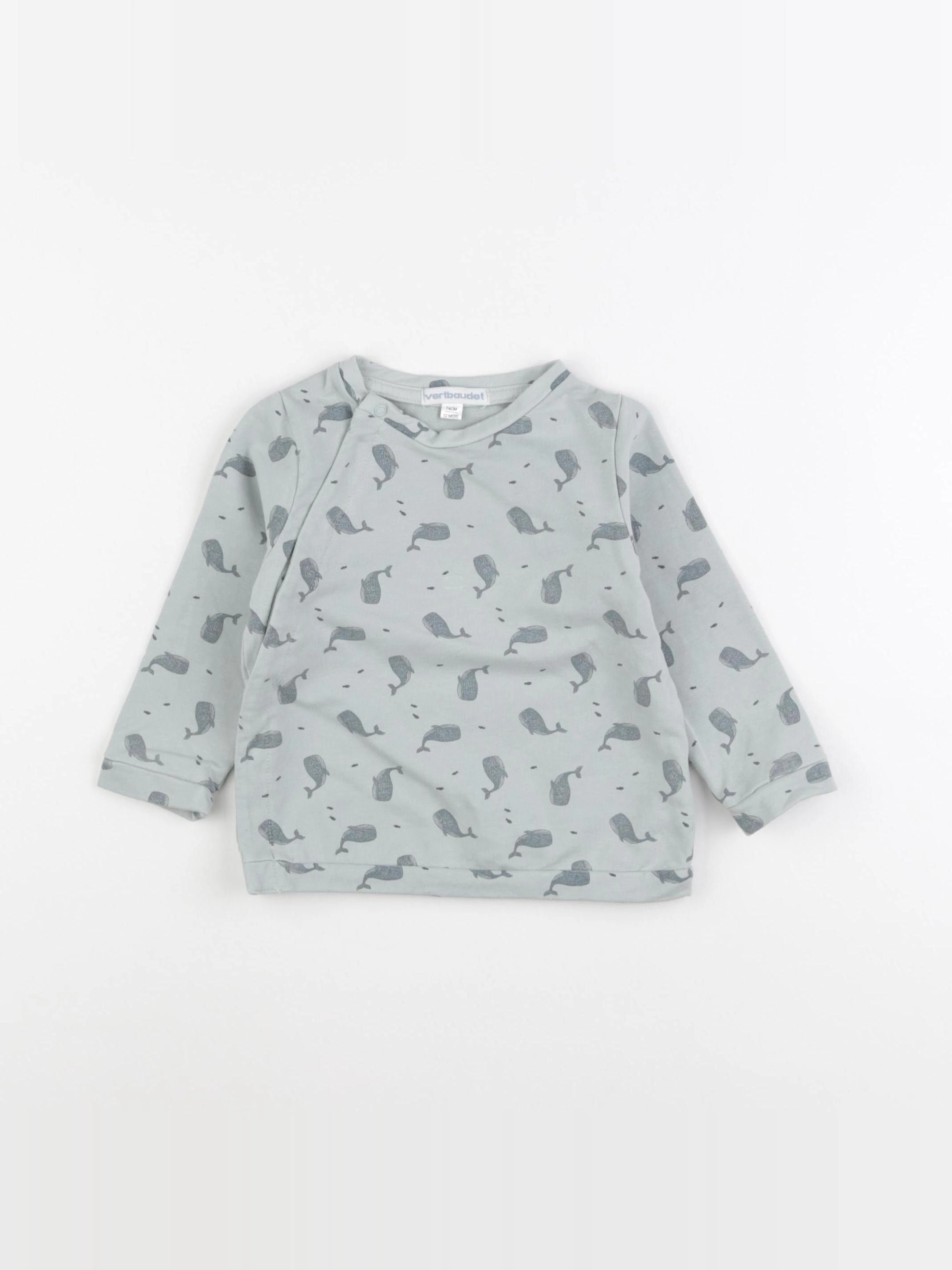 Vertbaudet - sweat bleu - 12 mois
