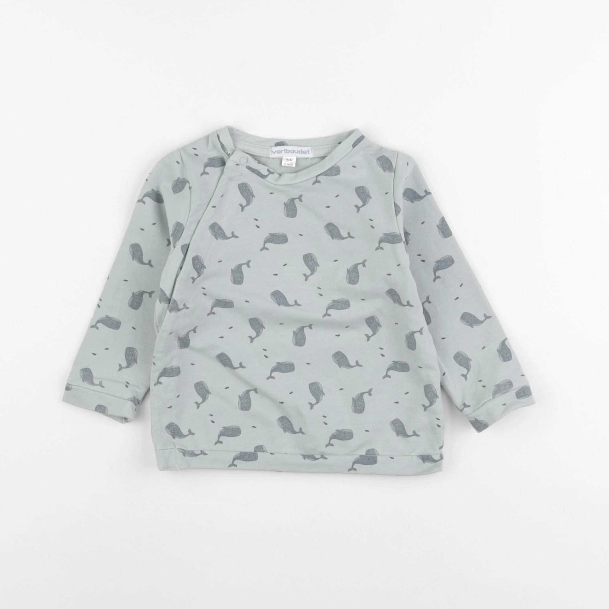 Vertbaudet - sweat bleu - 12 mois