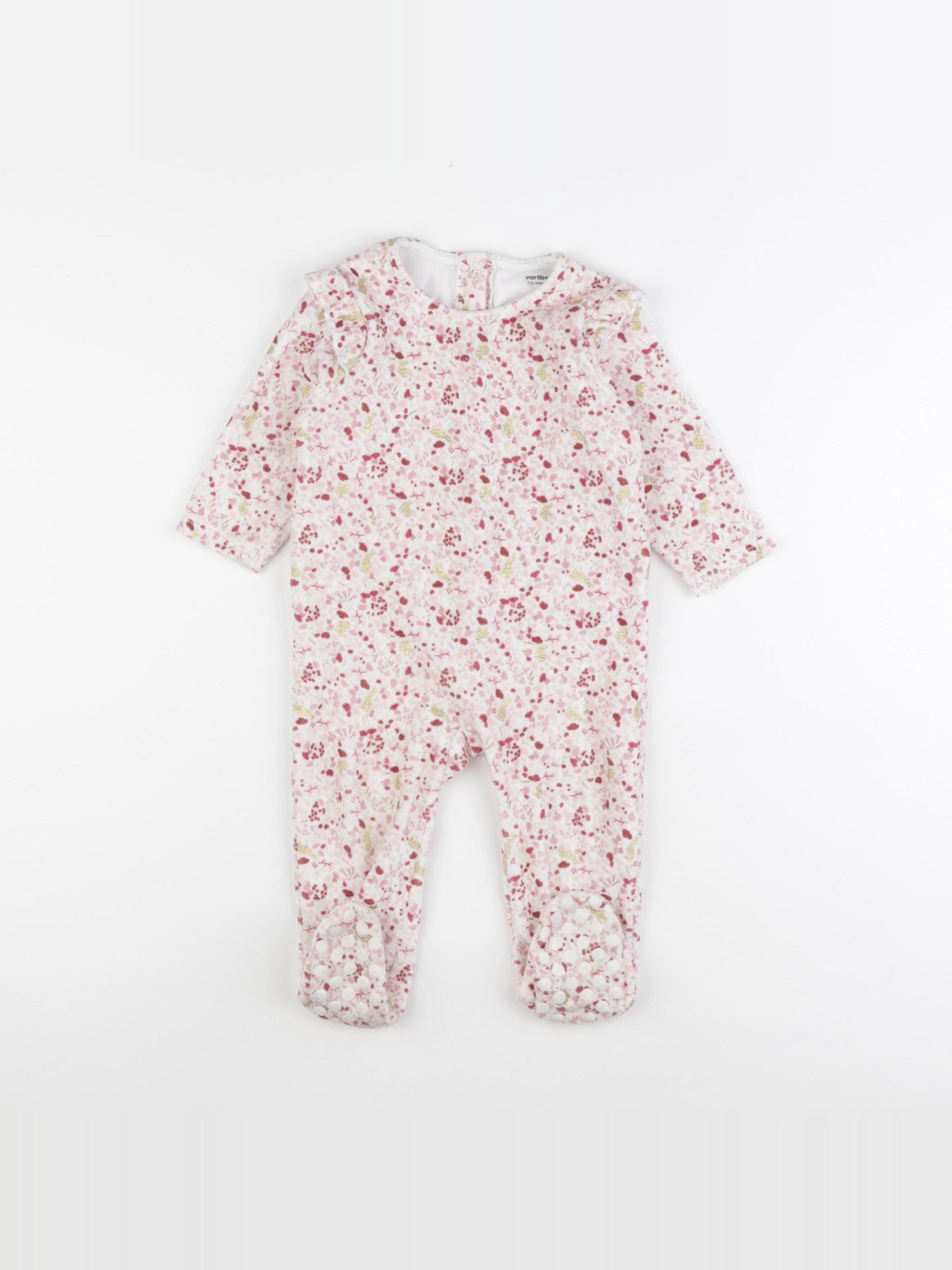 Vertbaudet - pyjama velours rose, or - 12 mois