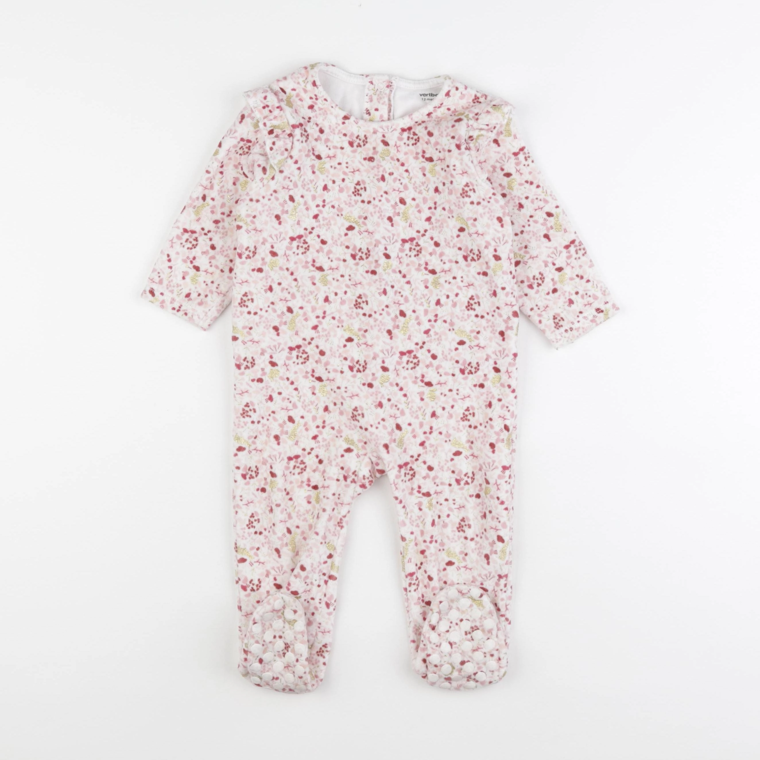 Vertbaudet - pyjama velours rose, or - 12 mois