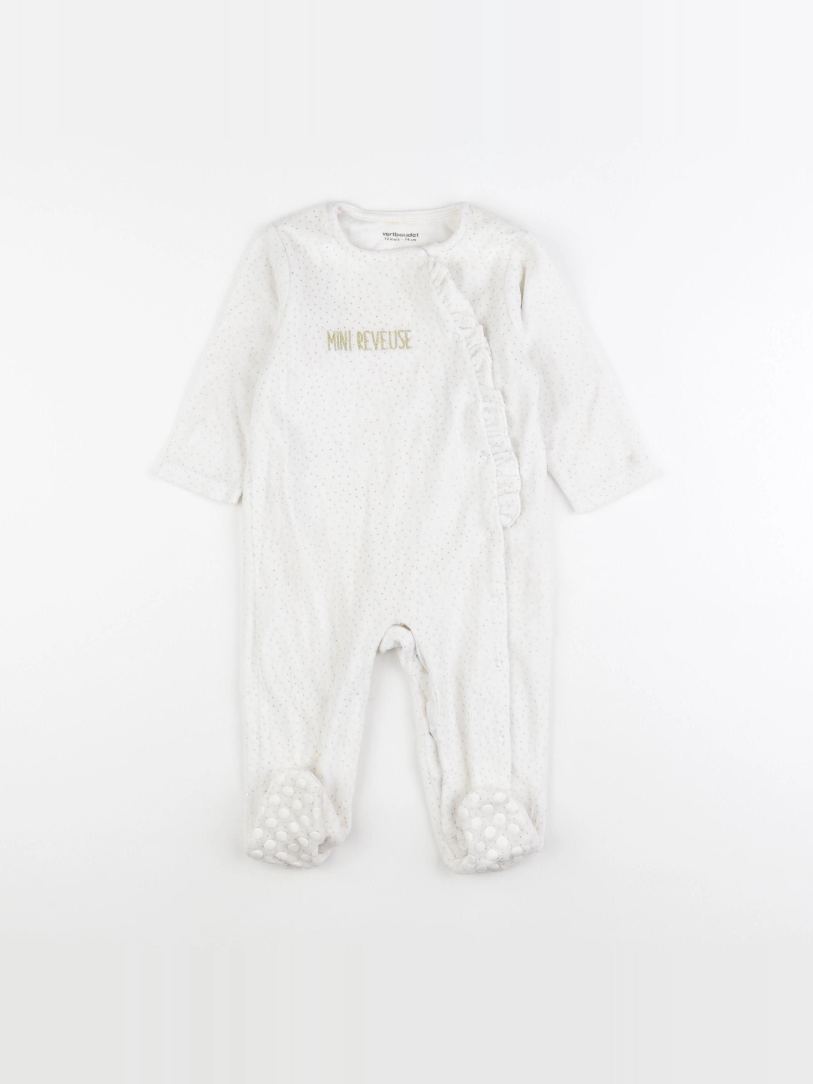 Vertbaudet - pyjama velours blanc, or - 12 mois