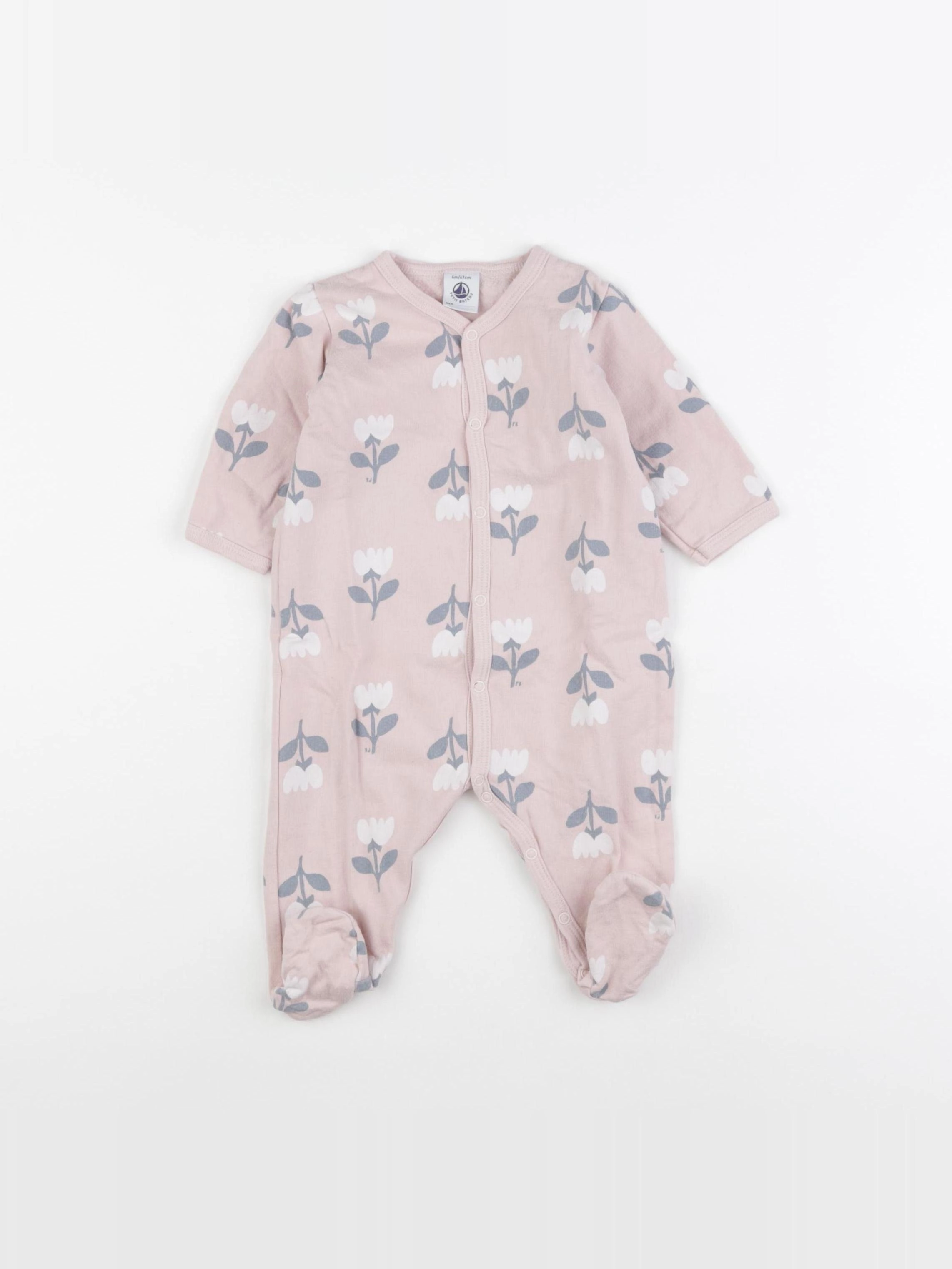 Petit Bateau - pyjama coton rose - 6 mois