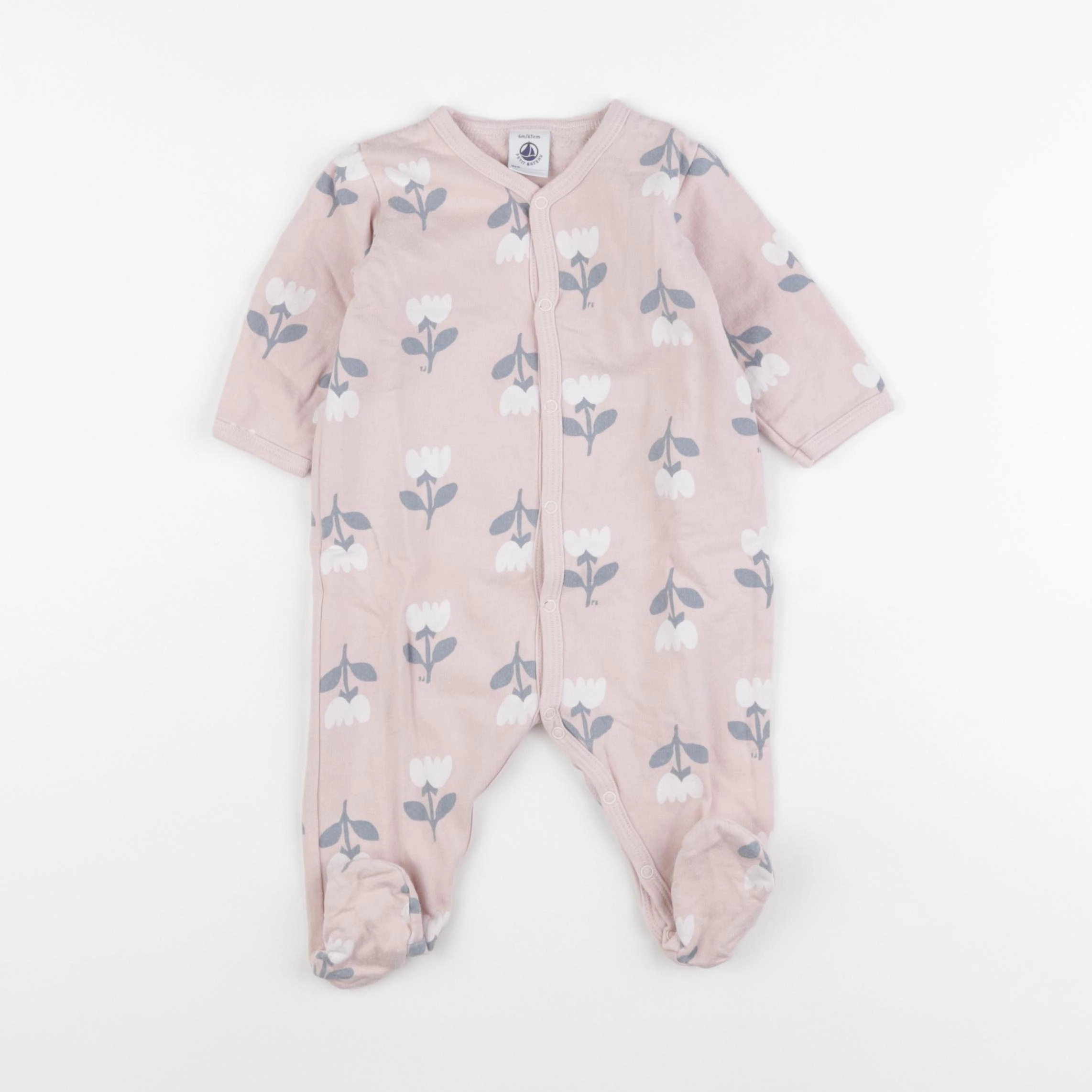 Petit Bateau - pyjama coton rose - 6 mois