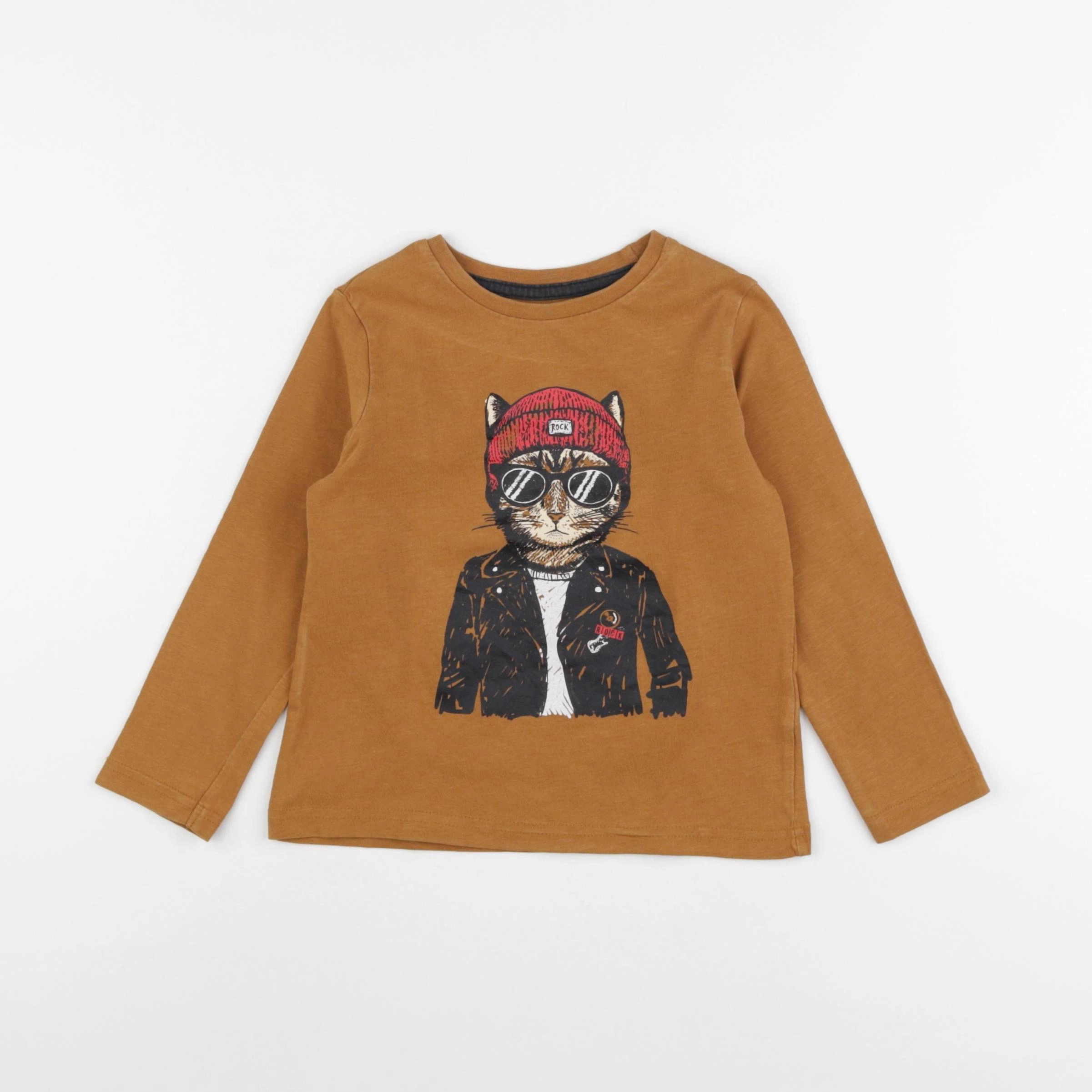 Vertbaudet - tee-shirt marron - 4 ans