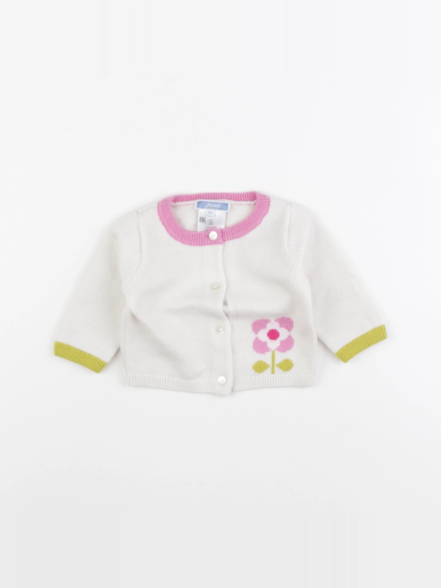 Jacadi - gilet rose, beige - 3 mois