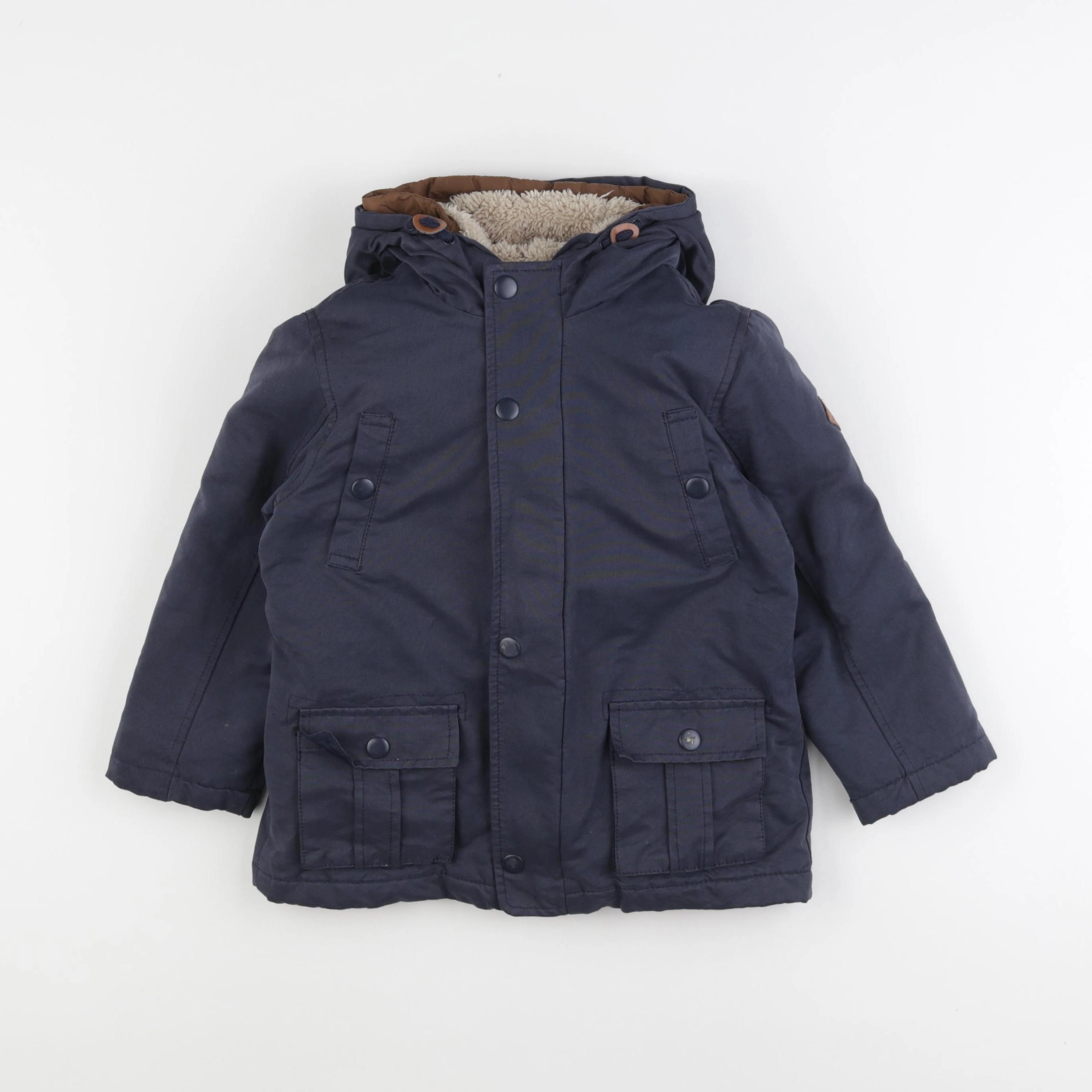 Vertbaudet - manteau doublure amovible bleu - 4 ans