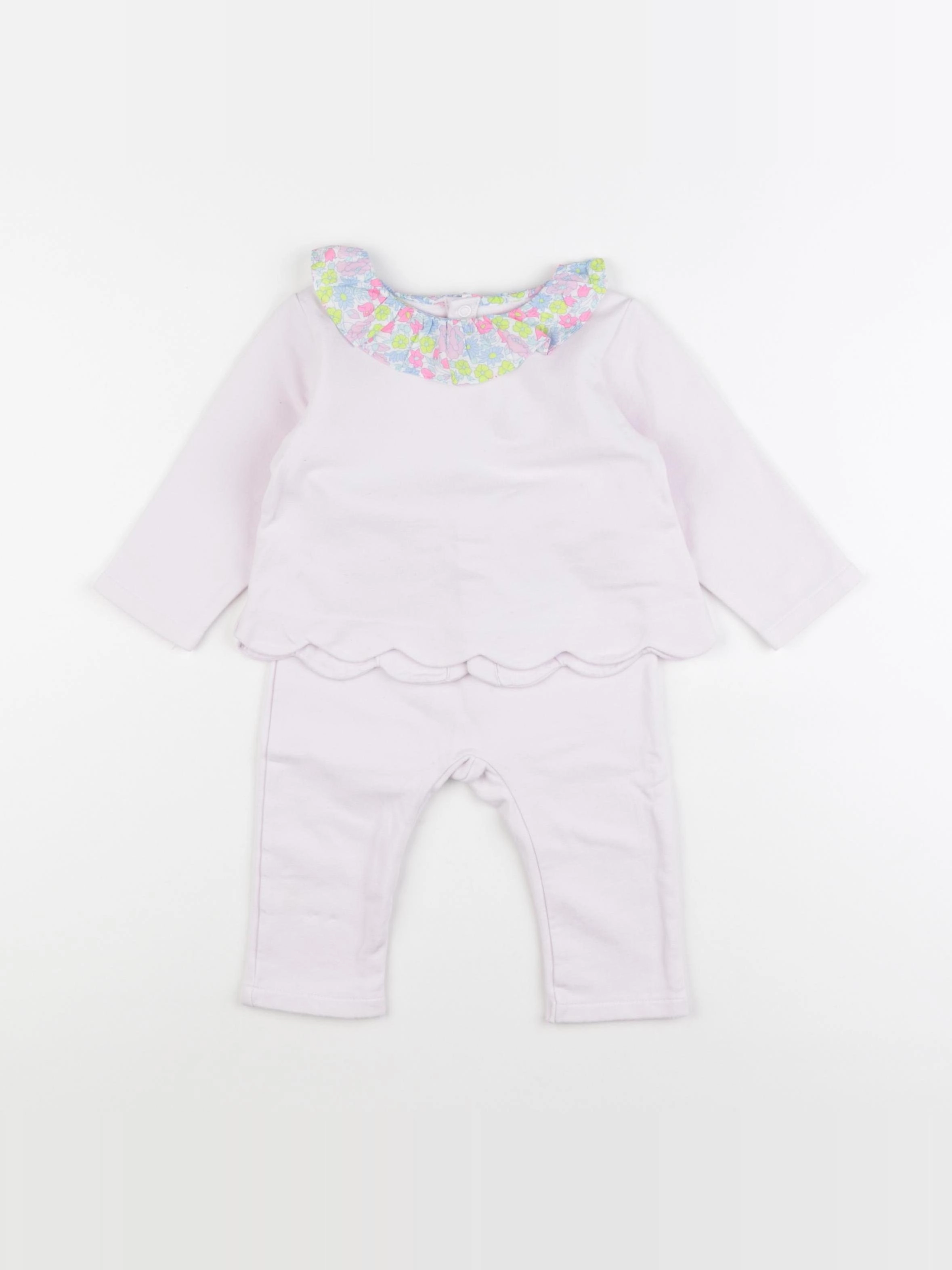 Jacadi - ensemble doublé rose - 12 mois