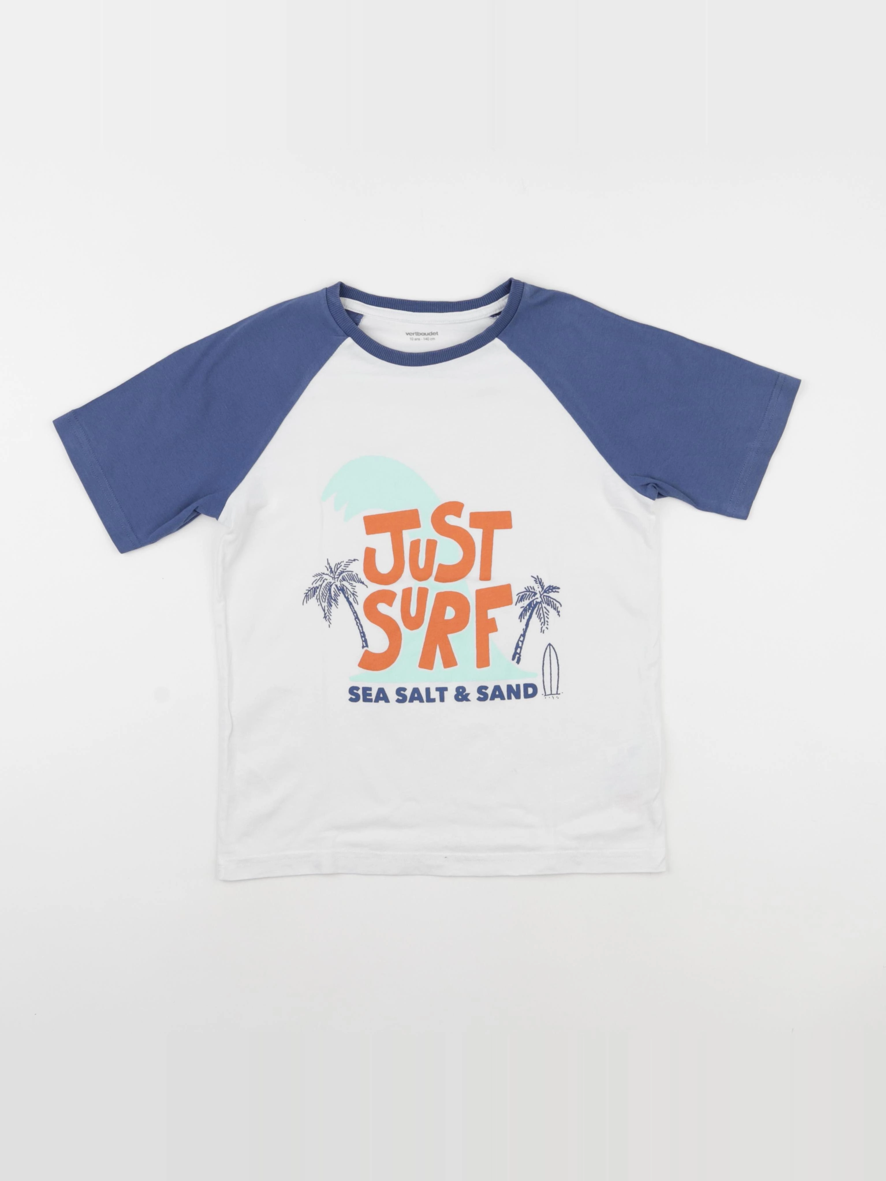 Vertbaudet - tee-shirt bleu, blanc - 10 ans