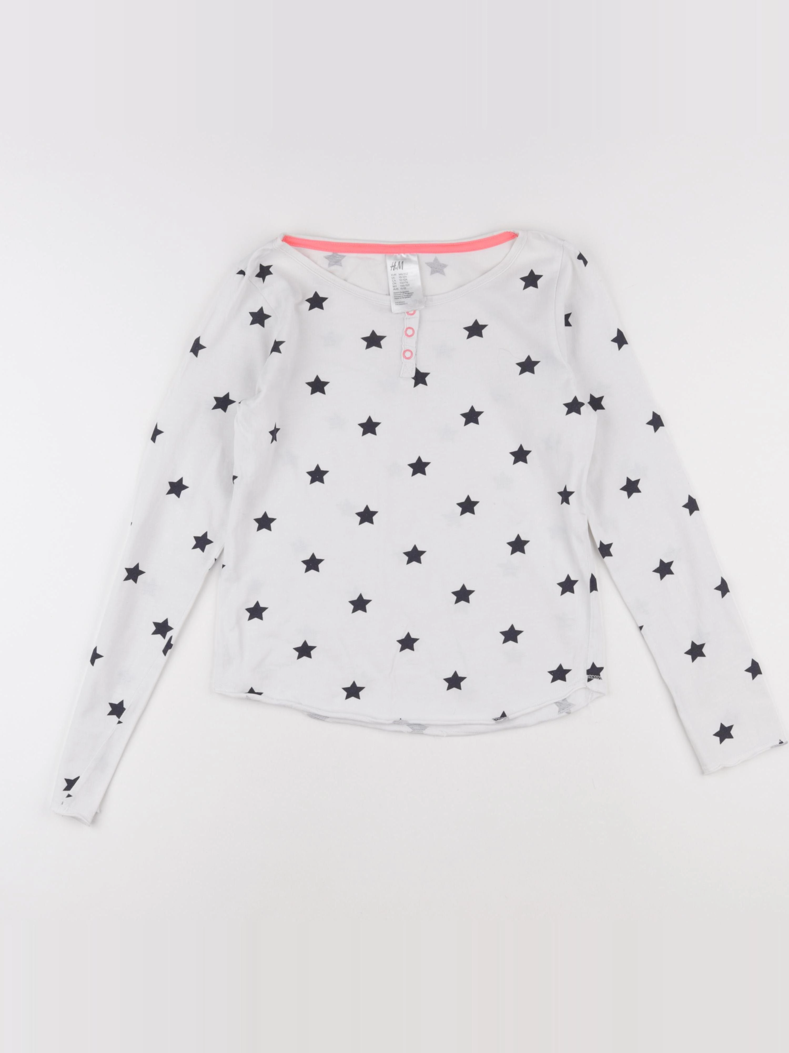 H&M - tee-shirt blanc, bleu - 10/12 ans
