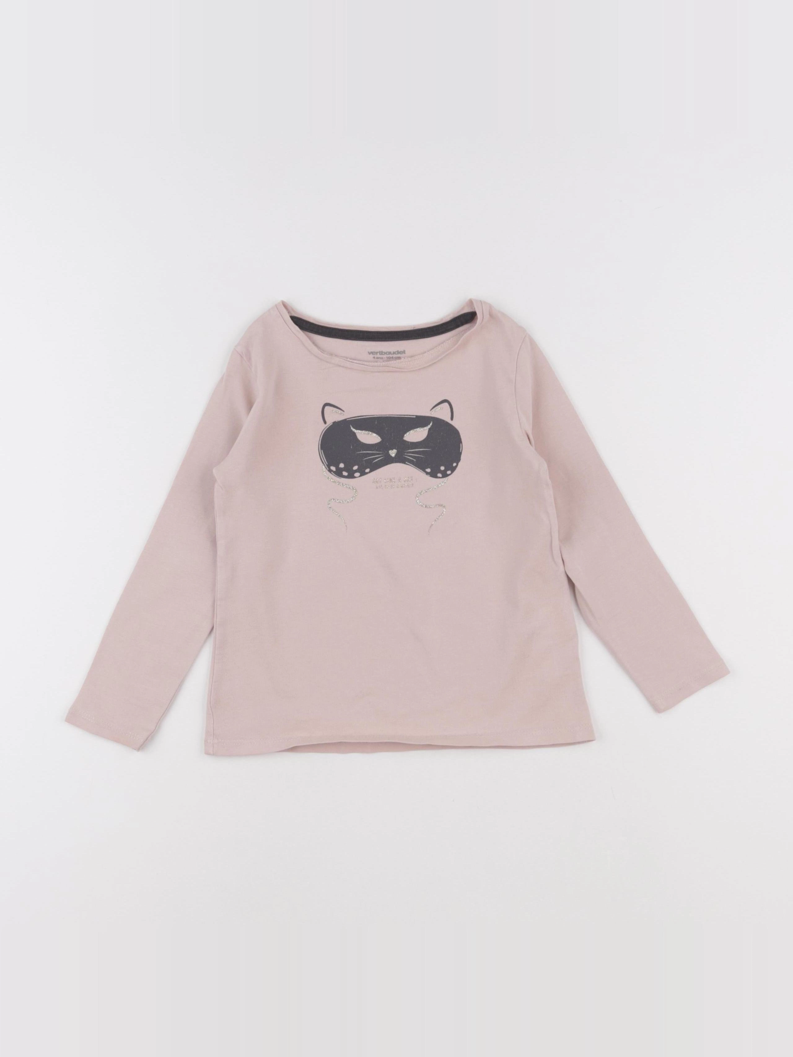 Vertbaudet - tee-shirt rose, or - 4 ans