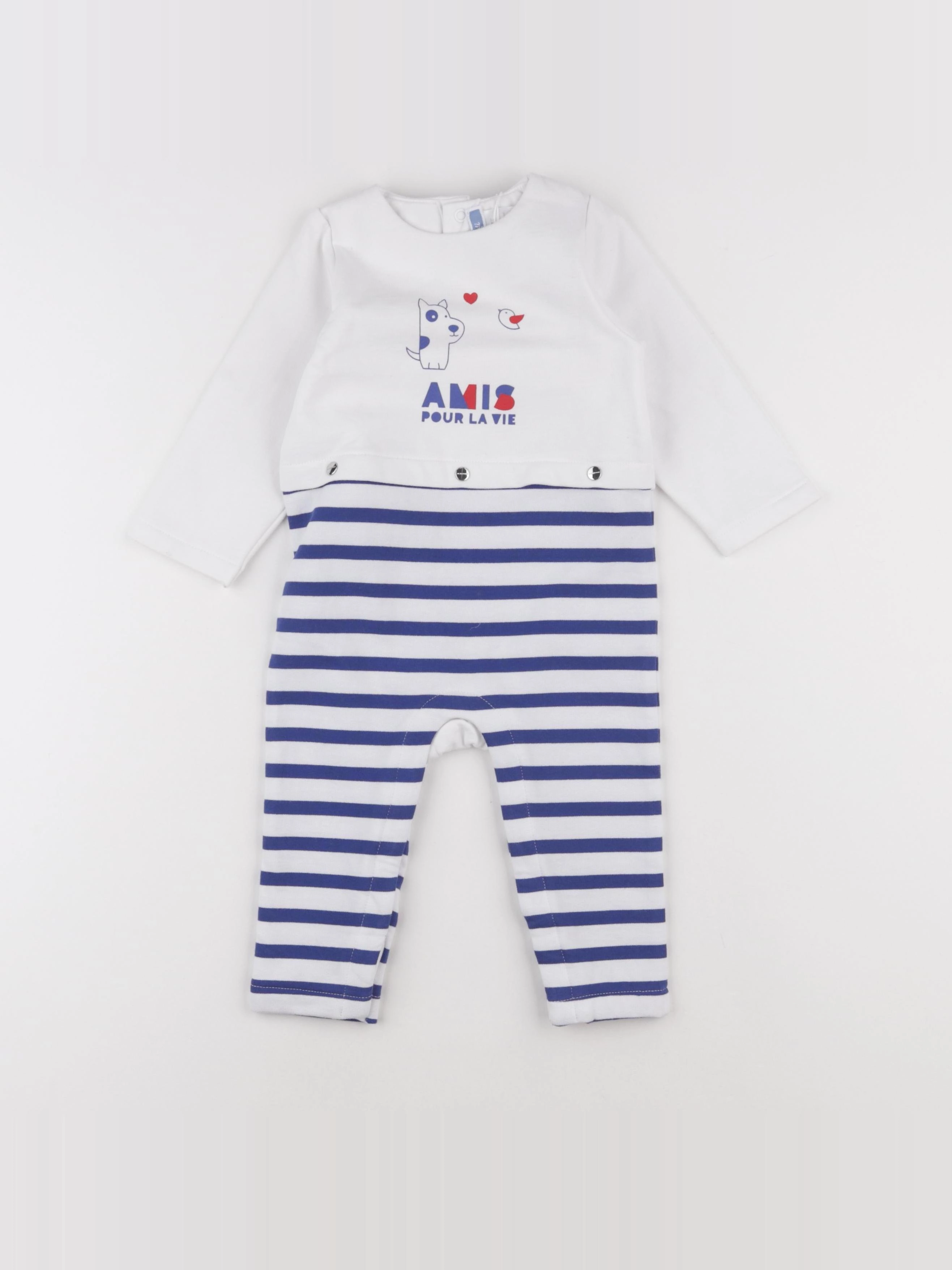 Jacadi - combinaison blanc, bleu - 12 mois