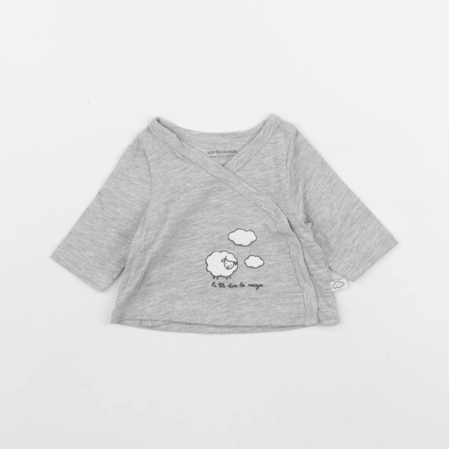 Vertbaudet - tee-shirt gris - 0 mois
