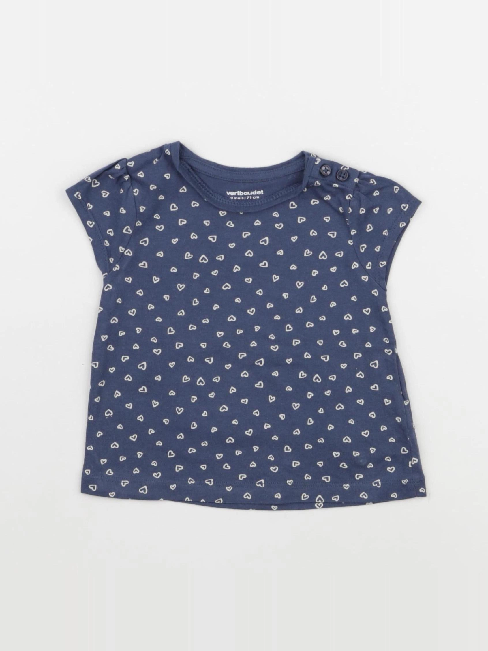Vertbaudet - tee-shirt bleu - 9 mois