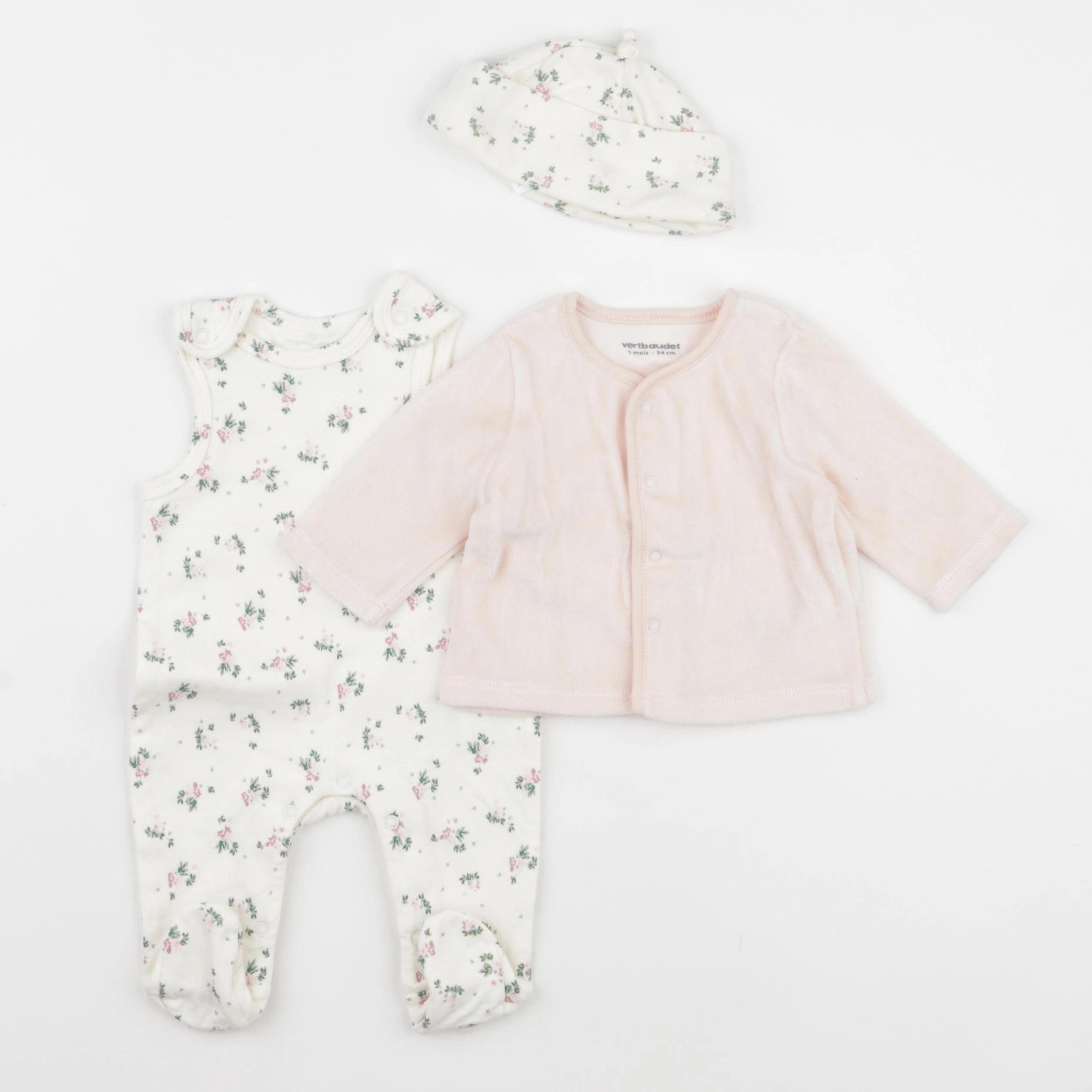 Vertbaudet - ensemble rose - 1 mois