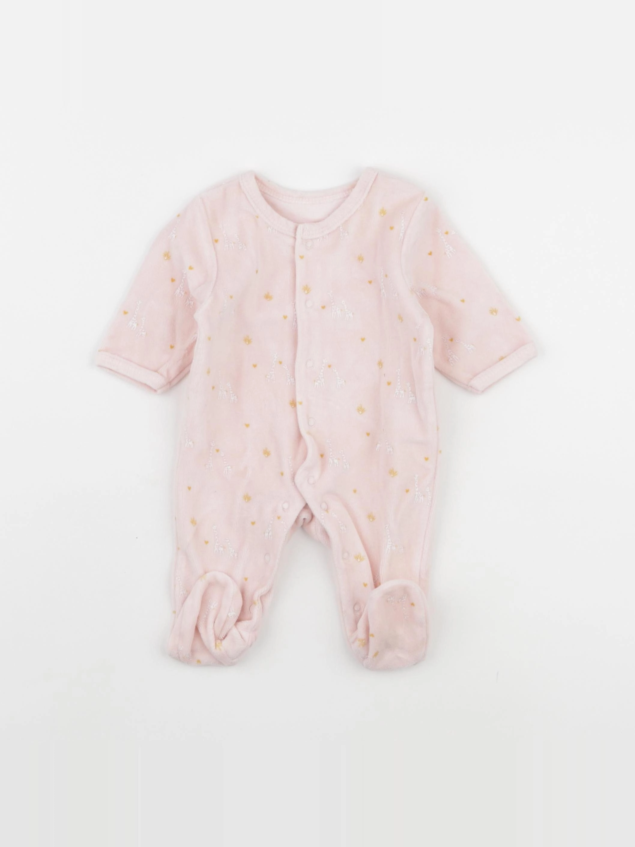 Vertbaudet - pyjama velours rose - 1 mois