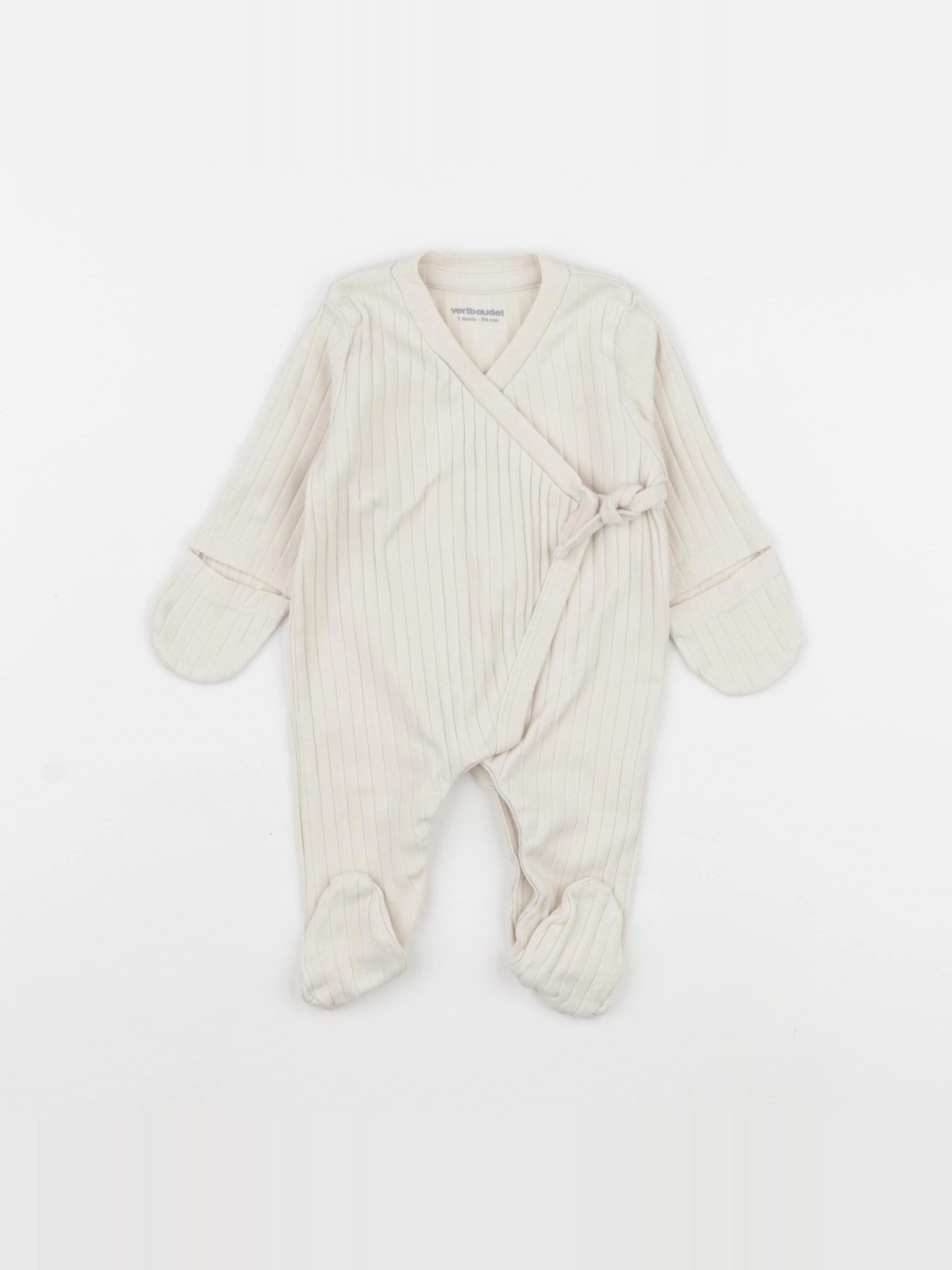 Vertbaudet - pyjama coton beige - 1 mois
