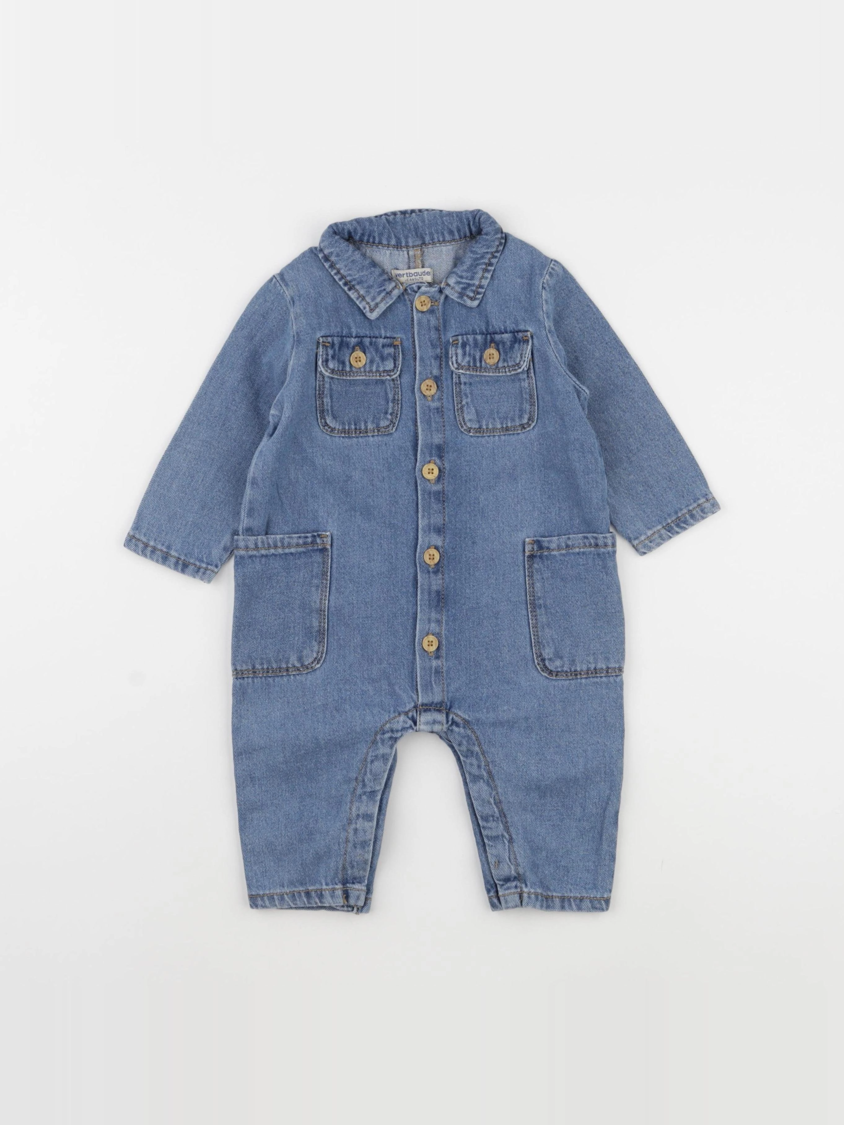 Vertbaudet - combinaison bleu - 9 mois