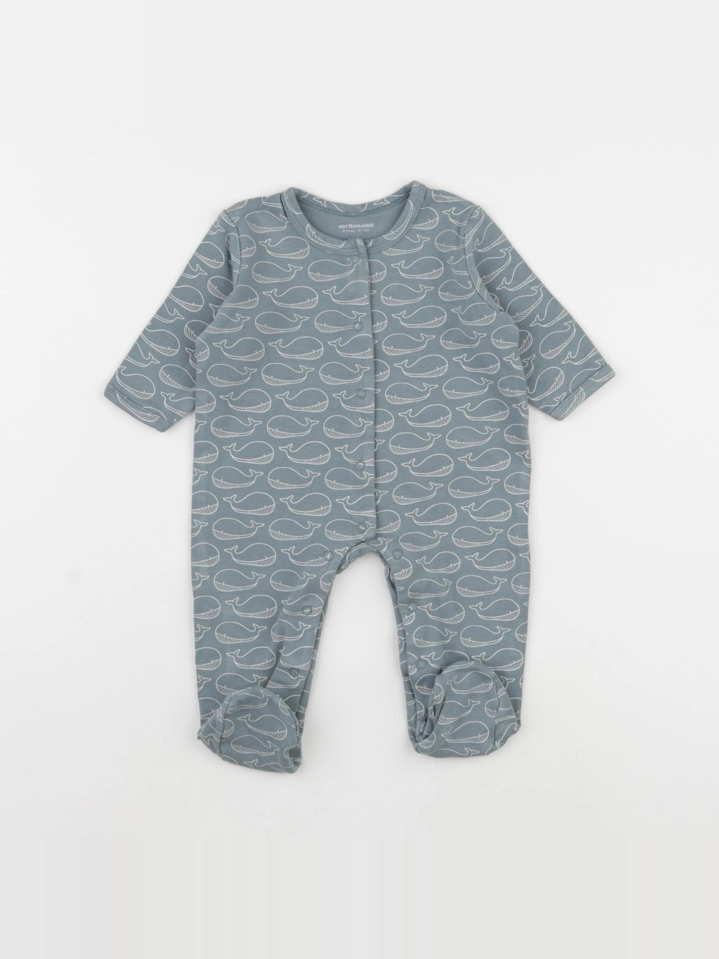 Vertbaudet - pyjama coton bleu - 6 mois