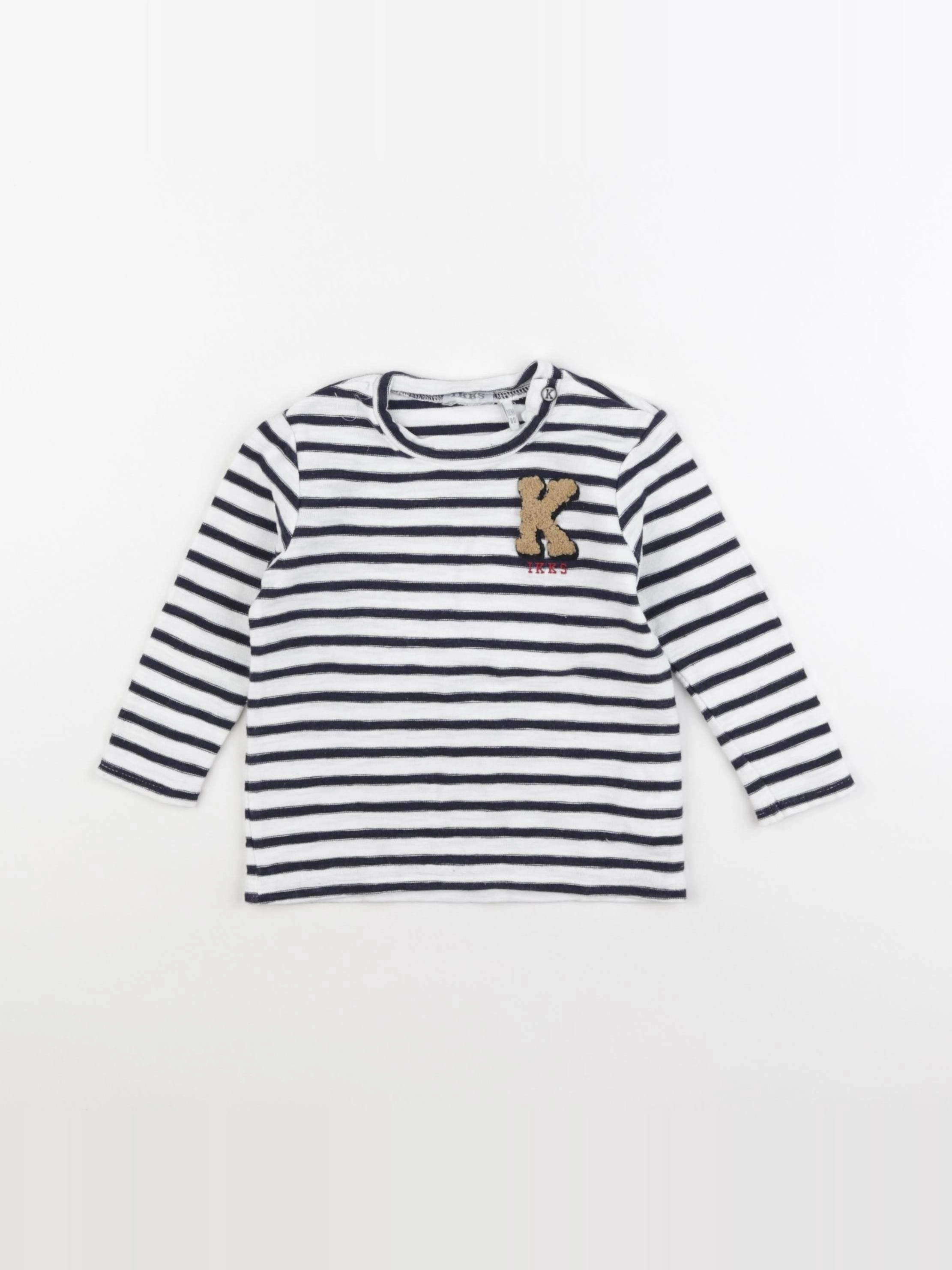 IKKS - tee-shirt blanc, bleu - 18 mois