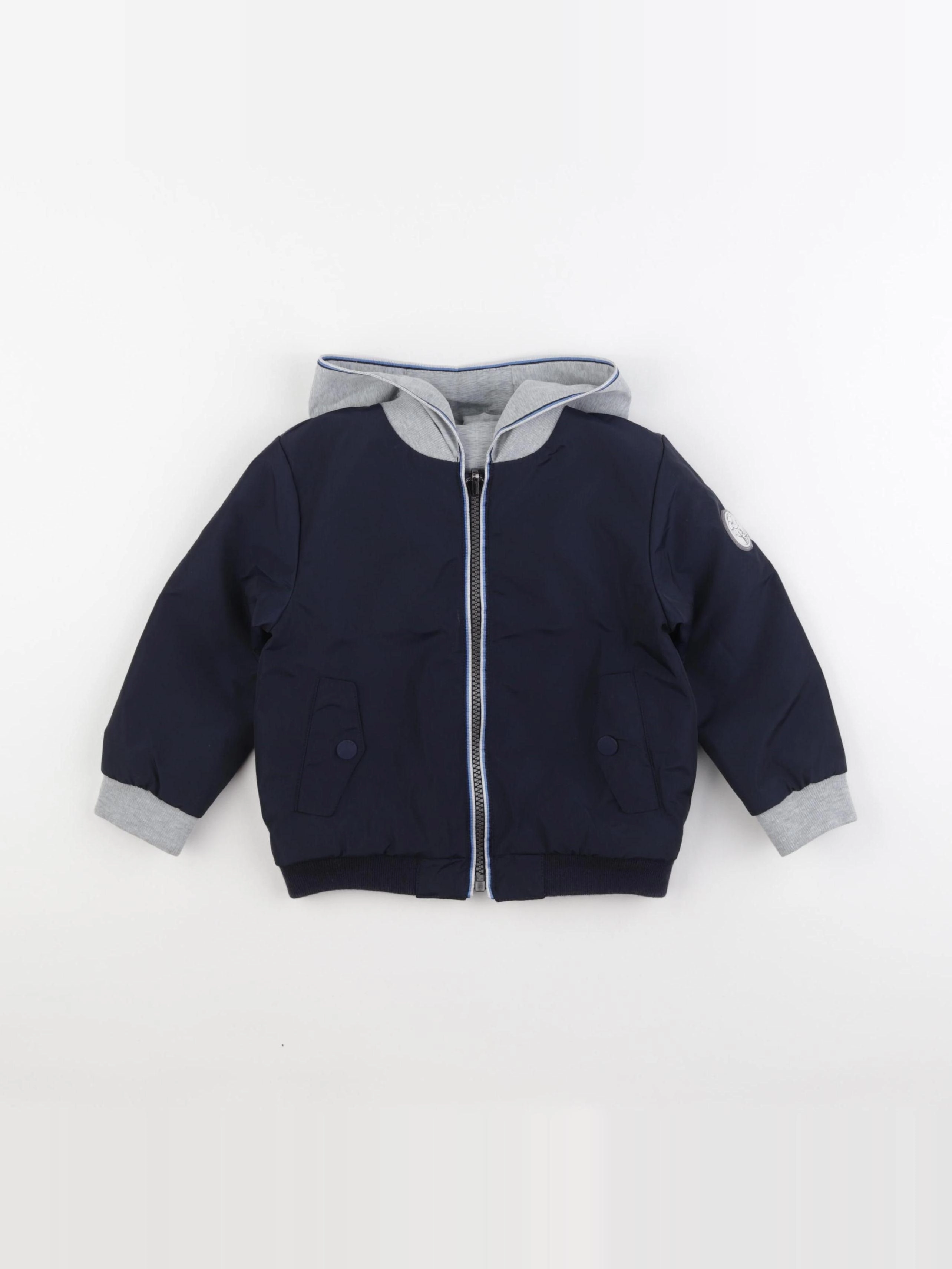 IKKS - veste réversible bleu, gris - 2 ans