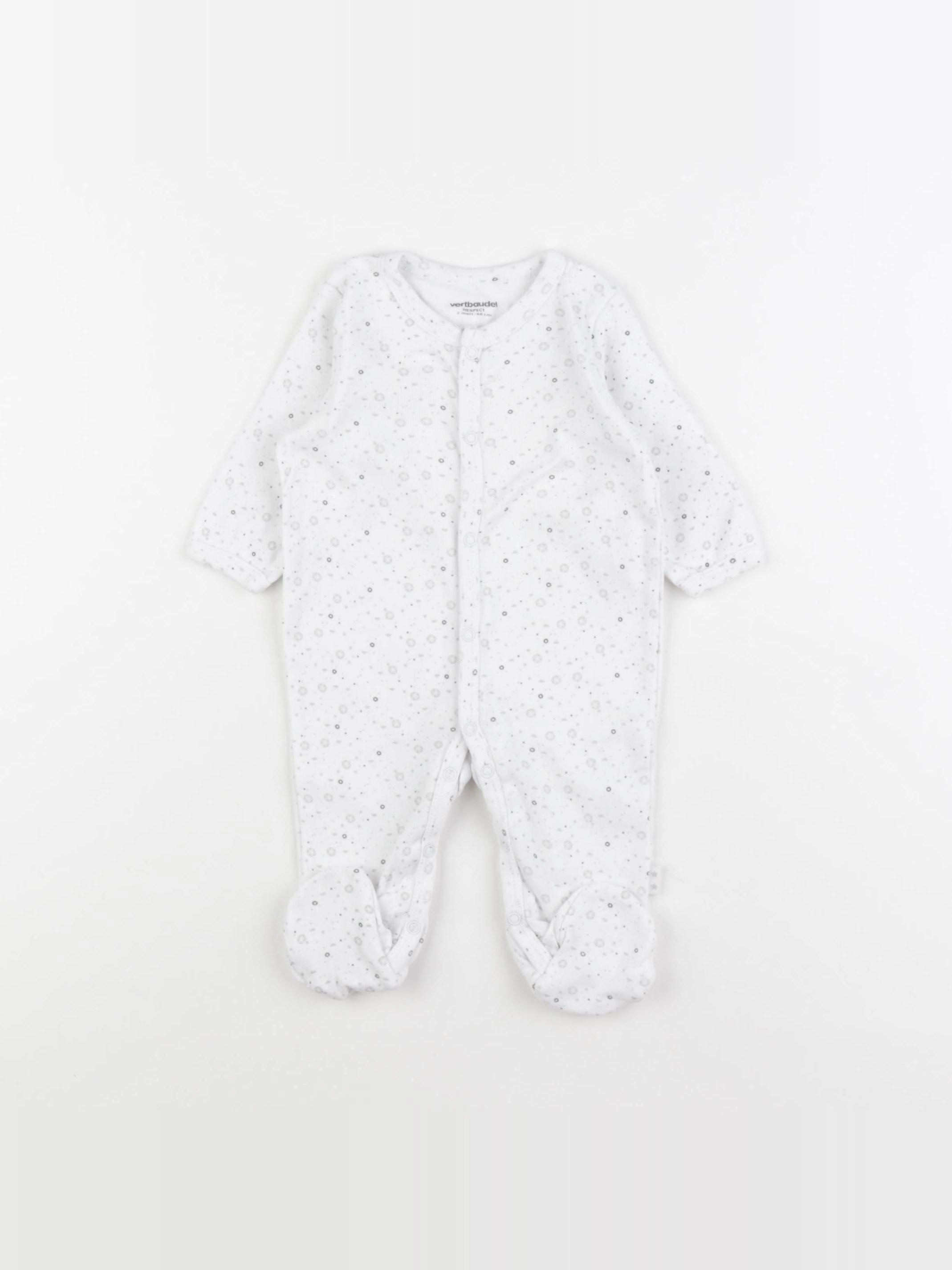 Vertbaudet - pyjama coton blanc - 3 mois
