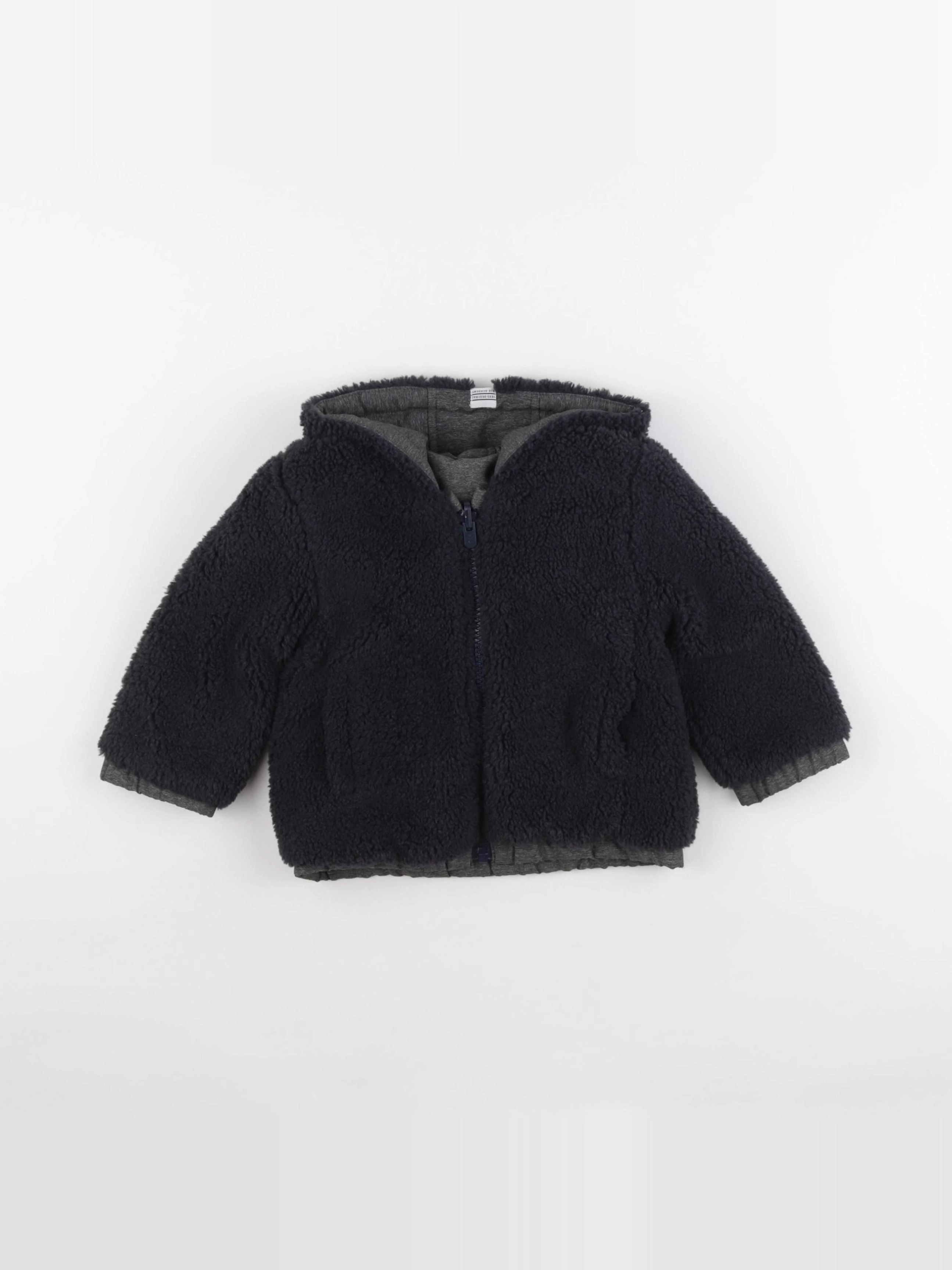 IKKS - veste réversible, doublé gris, noir - 18 mois