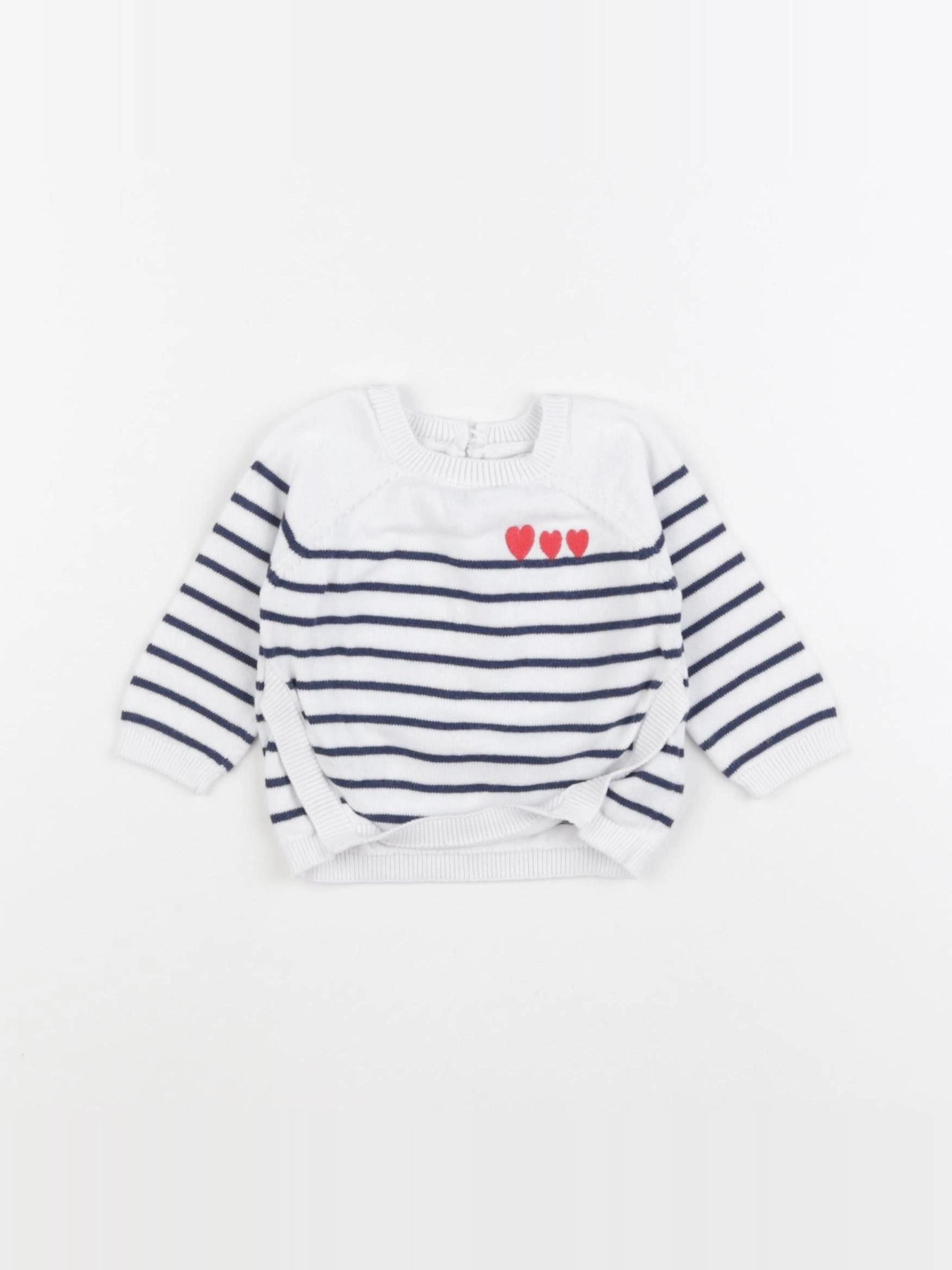 Vertbaudet - pull blanc - 3 mois