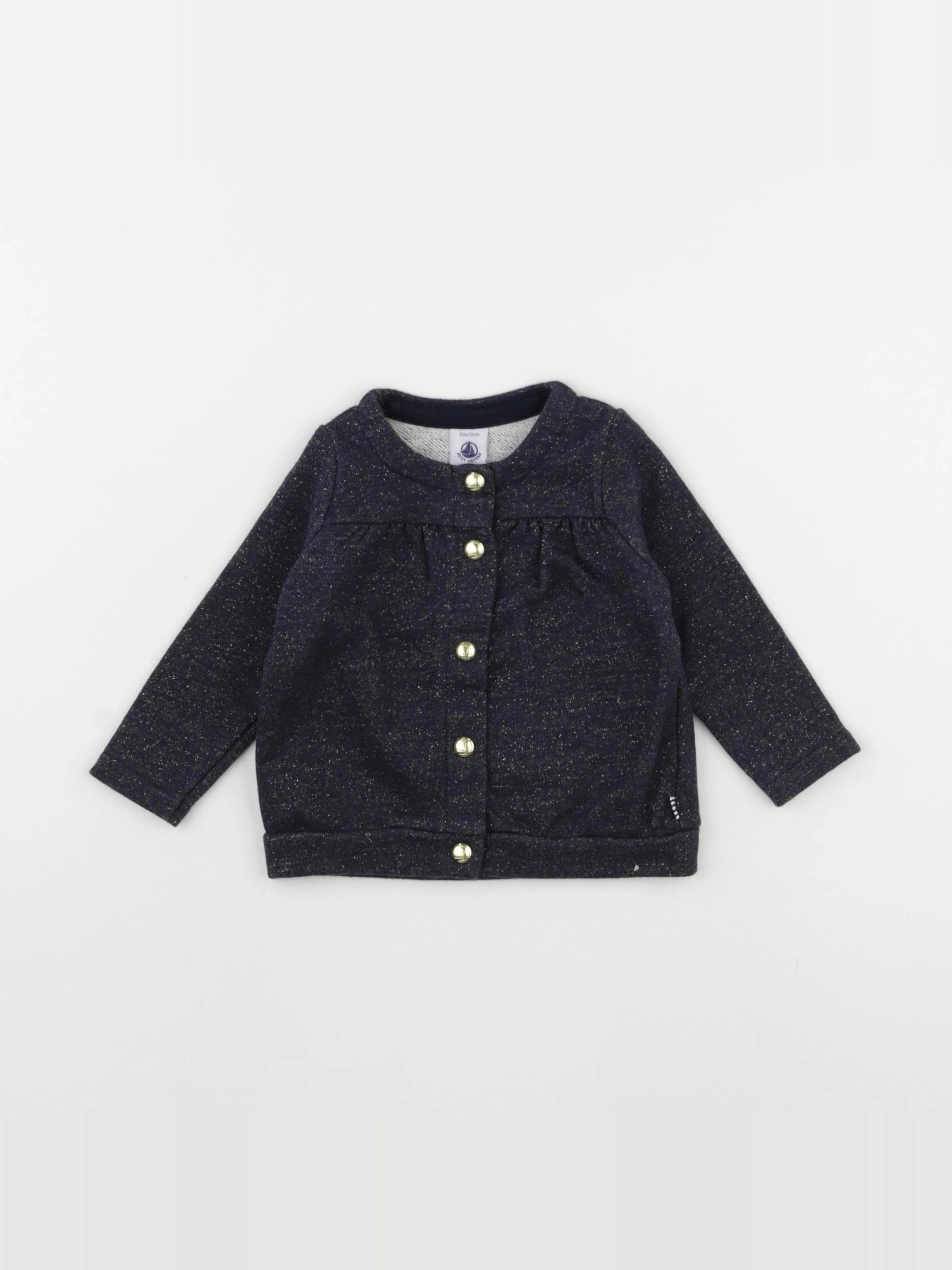 Petit Bateau - sweat bleu, or - 12 mois