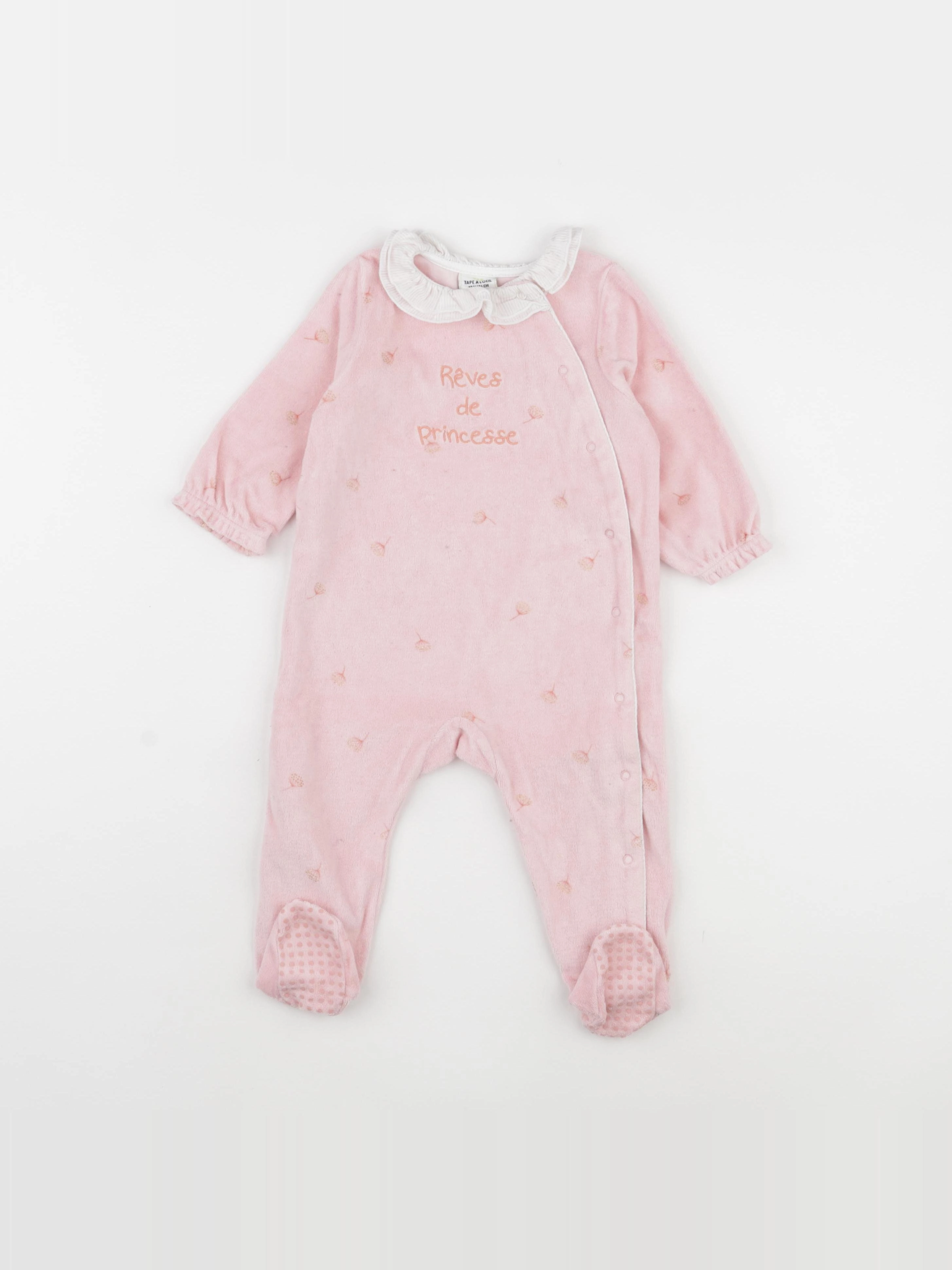 Tape à l'oeil - pyjama velours rose - 12 mois