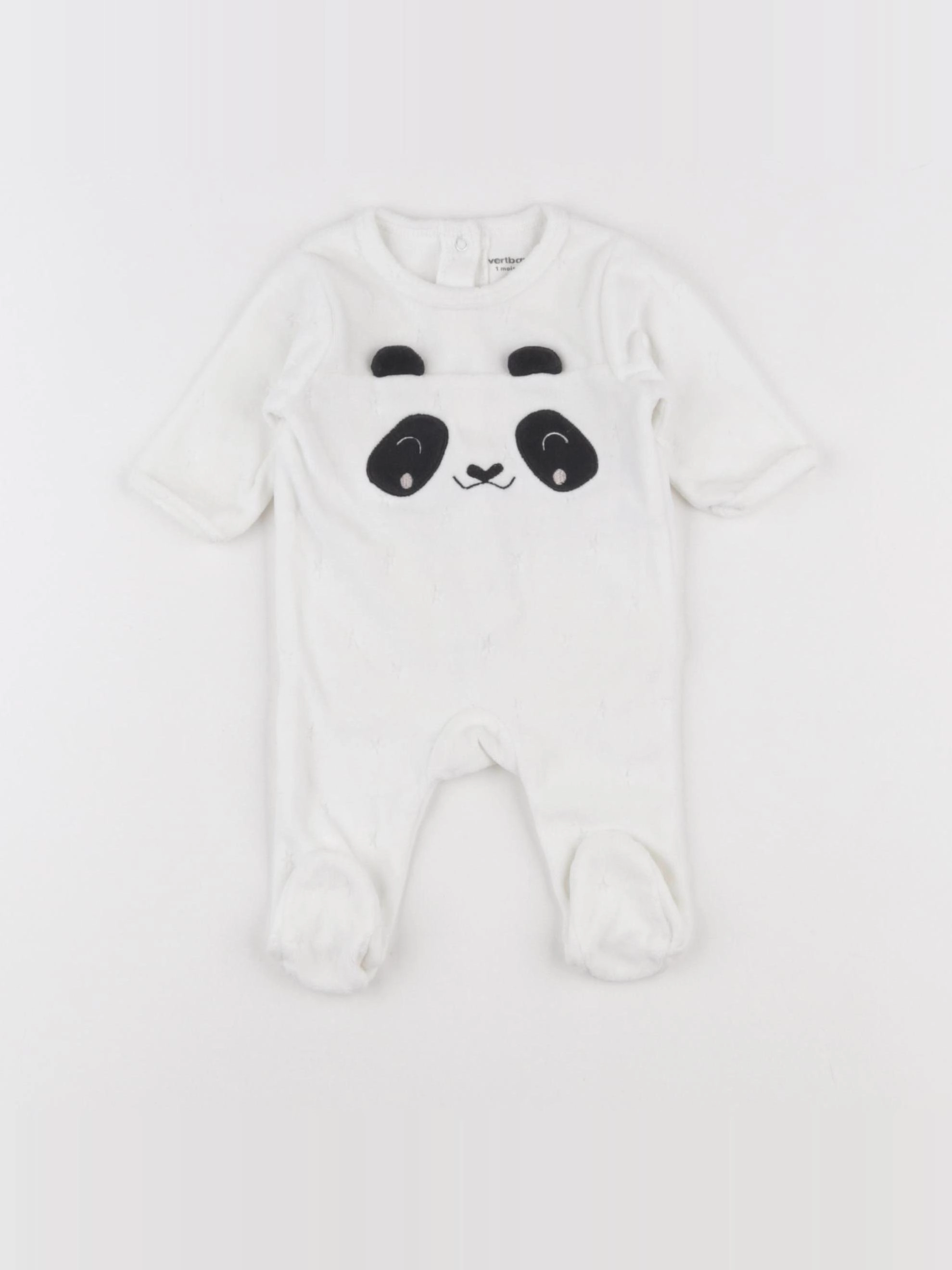 Vertbaudet - pyjama velours blanc - 1 mois