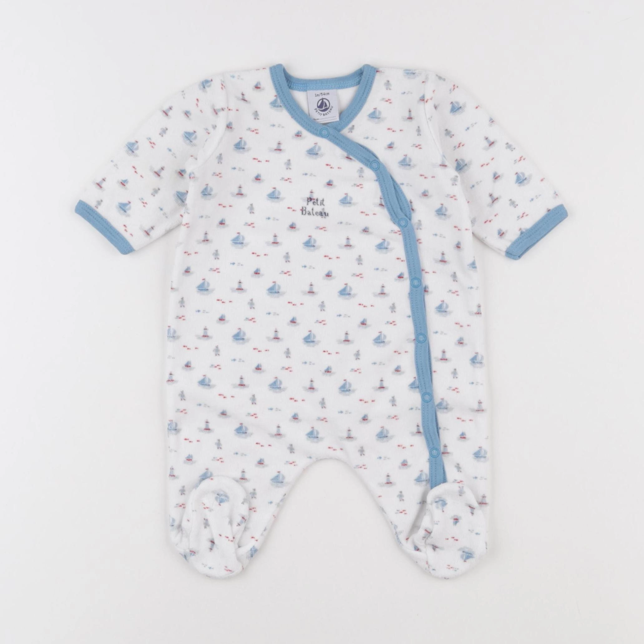 Vertbaudet - pyjama velours bleu - 1 mois